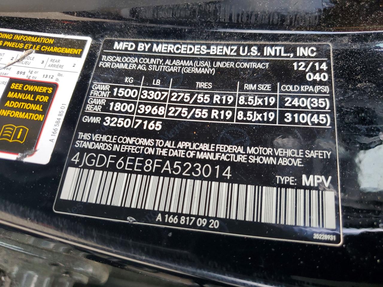 2015 Mercedes-benz Gl 450 4matic Black vin: 4JGDF6EE8FA523014