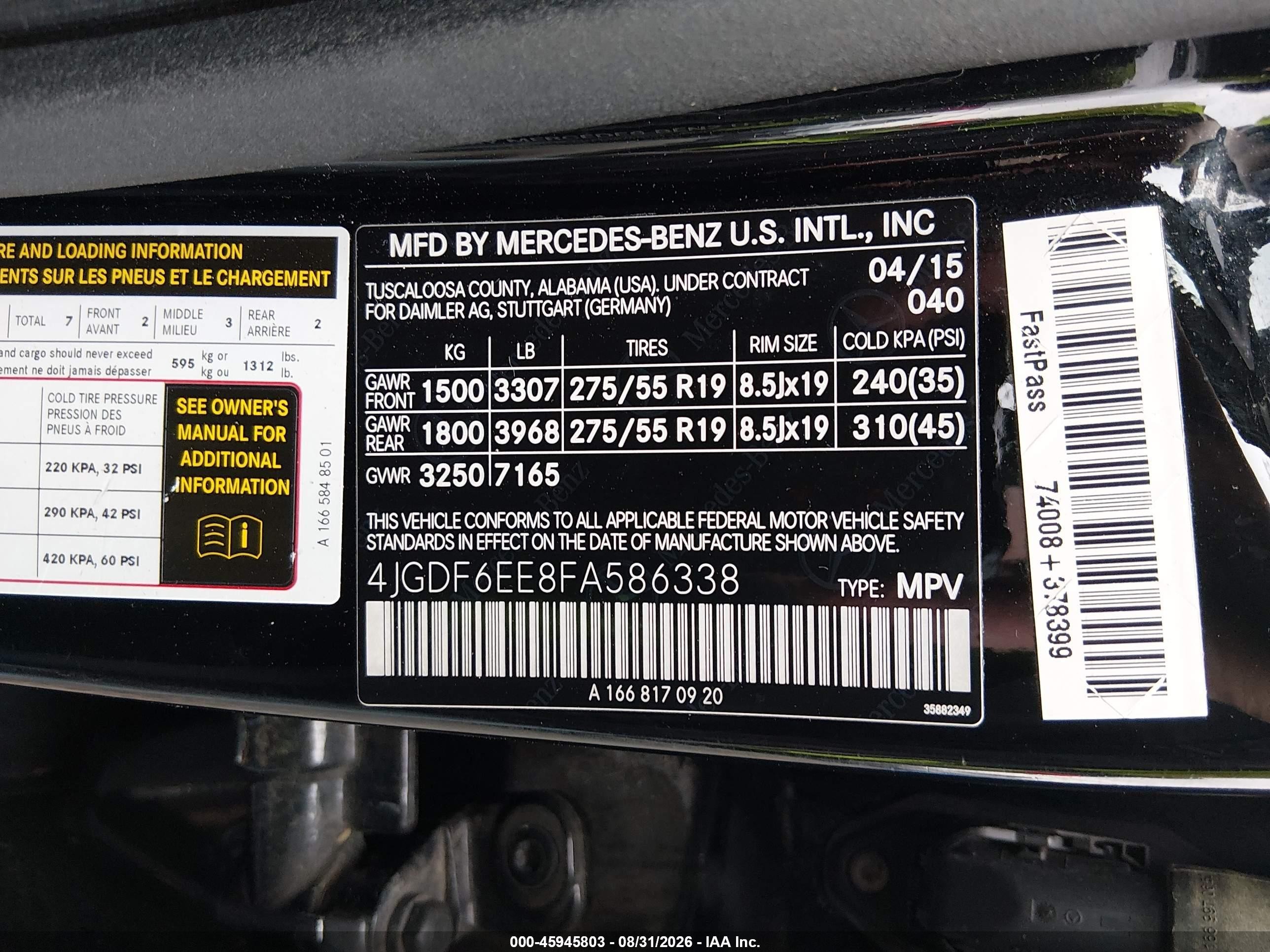2015 Mercedes-benz Gl 450 4matic Черный vin: 4JGDF6EE8FA586338
