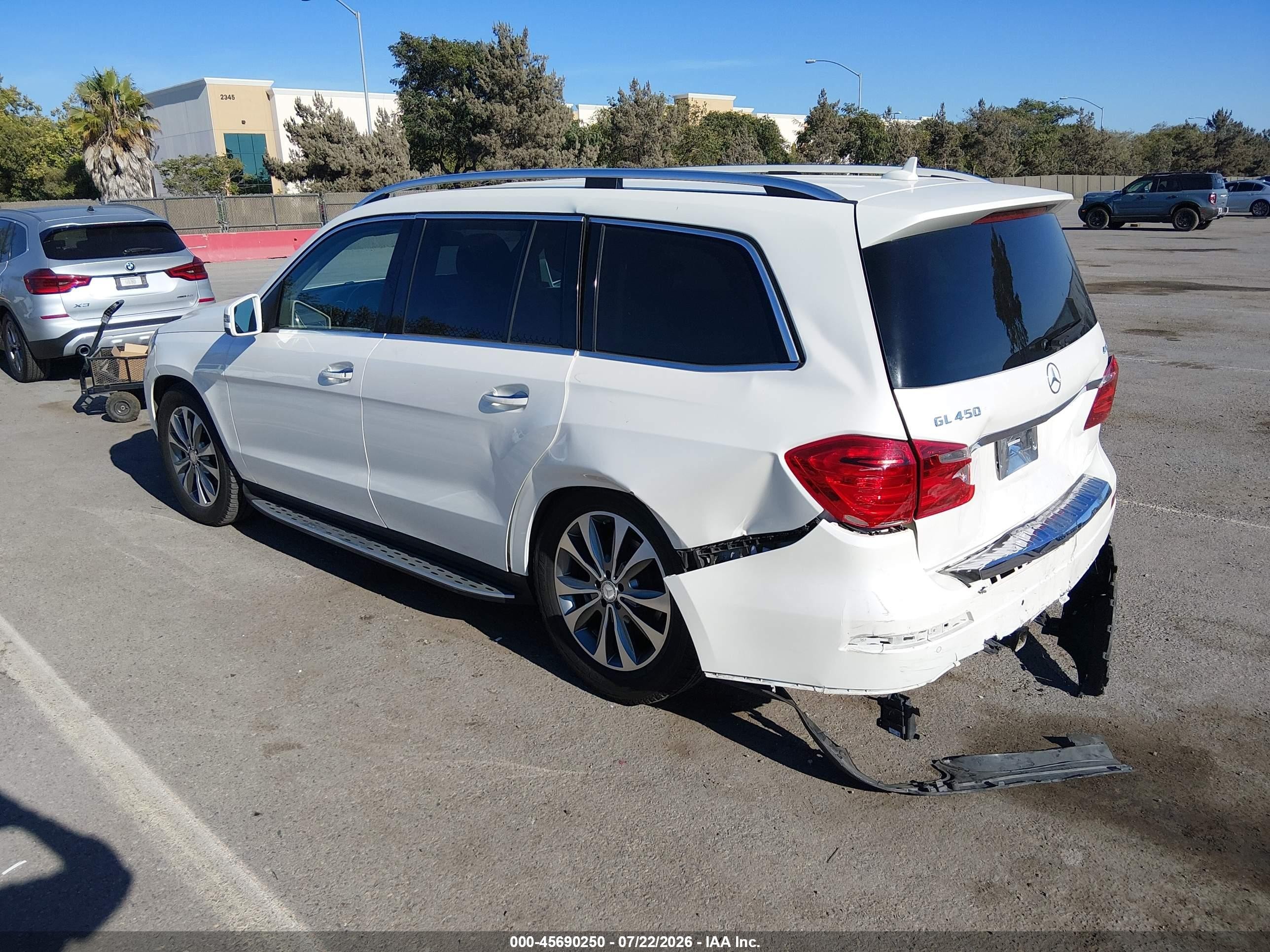 2015 Mercedes-benz Gl 450 4matic White vin: 4JGDF6EE9FA540288