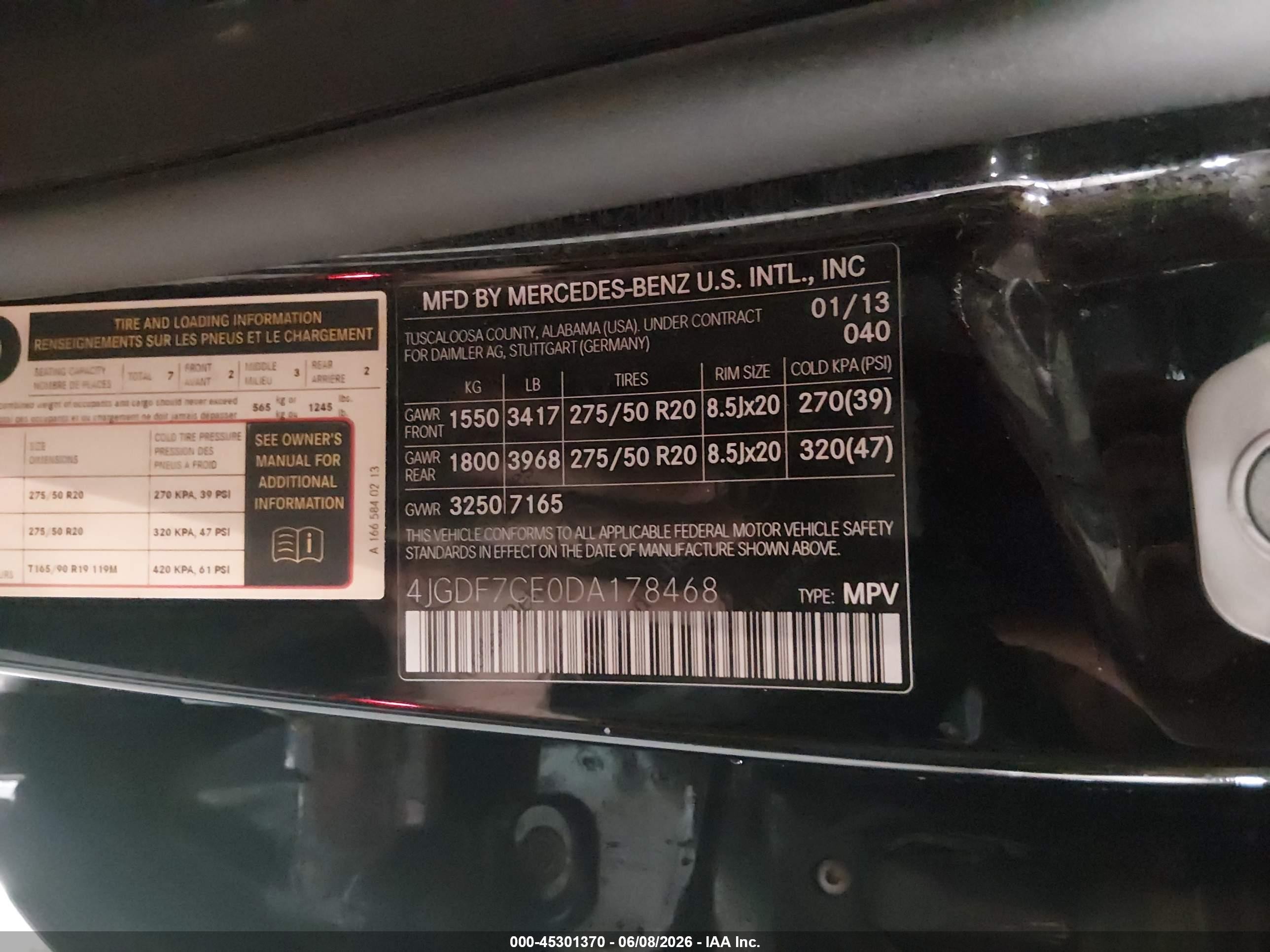 2013 Mercedes-benz Gl 450 4matic Black vin: 4JGDF7CE0DA178468