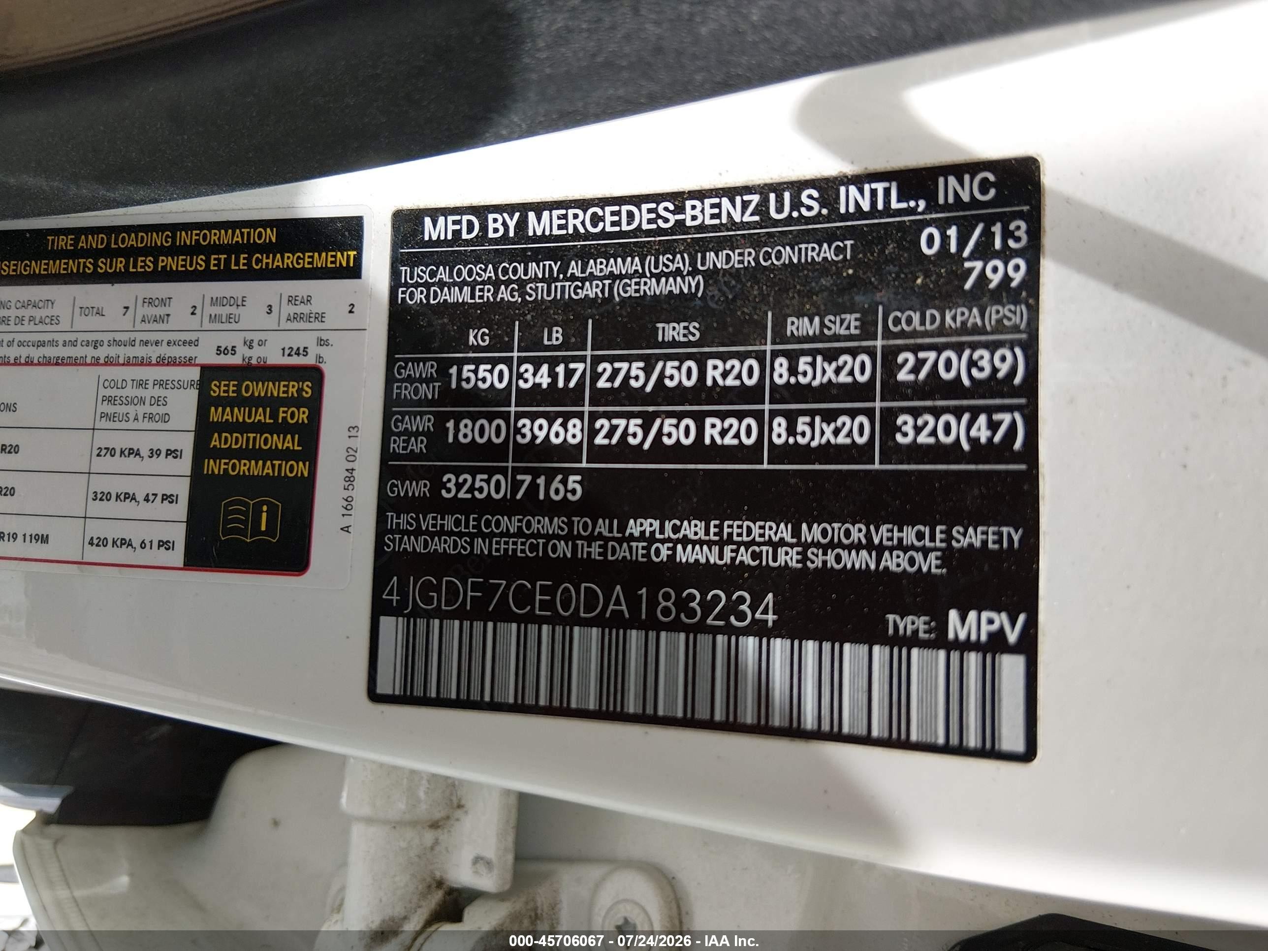 2013 Mercedes-benz Gl 450 4matic Белый vin: 4JGDF7CE0DA183234