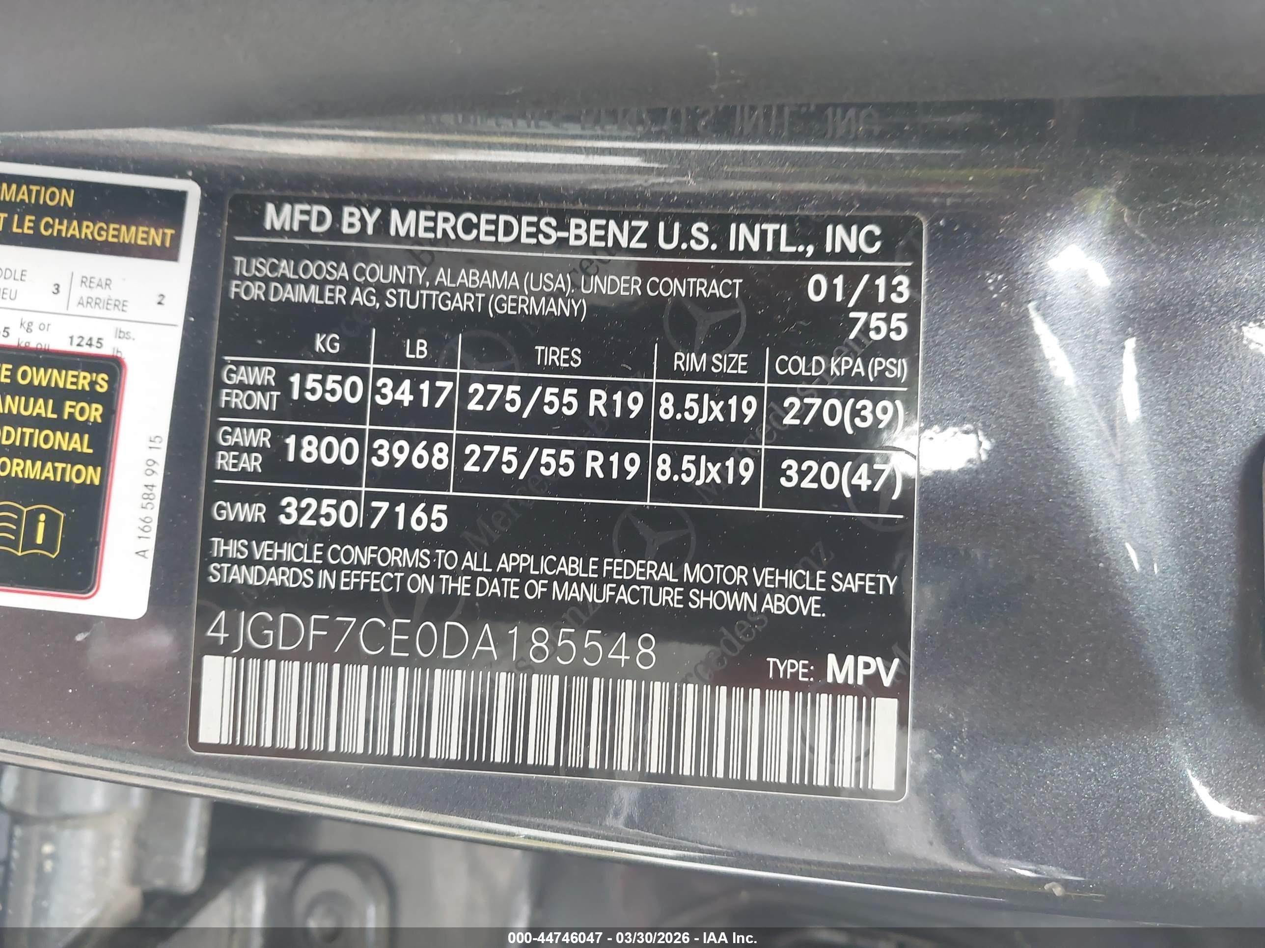 2013 Mercedes-benz Gl 450 4matic Black vin: 4JGDF7CE0DA185548