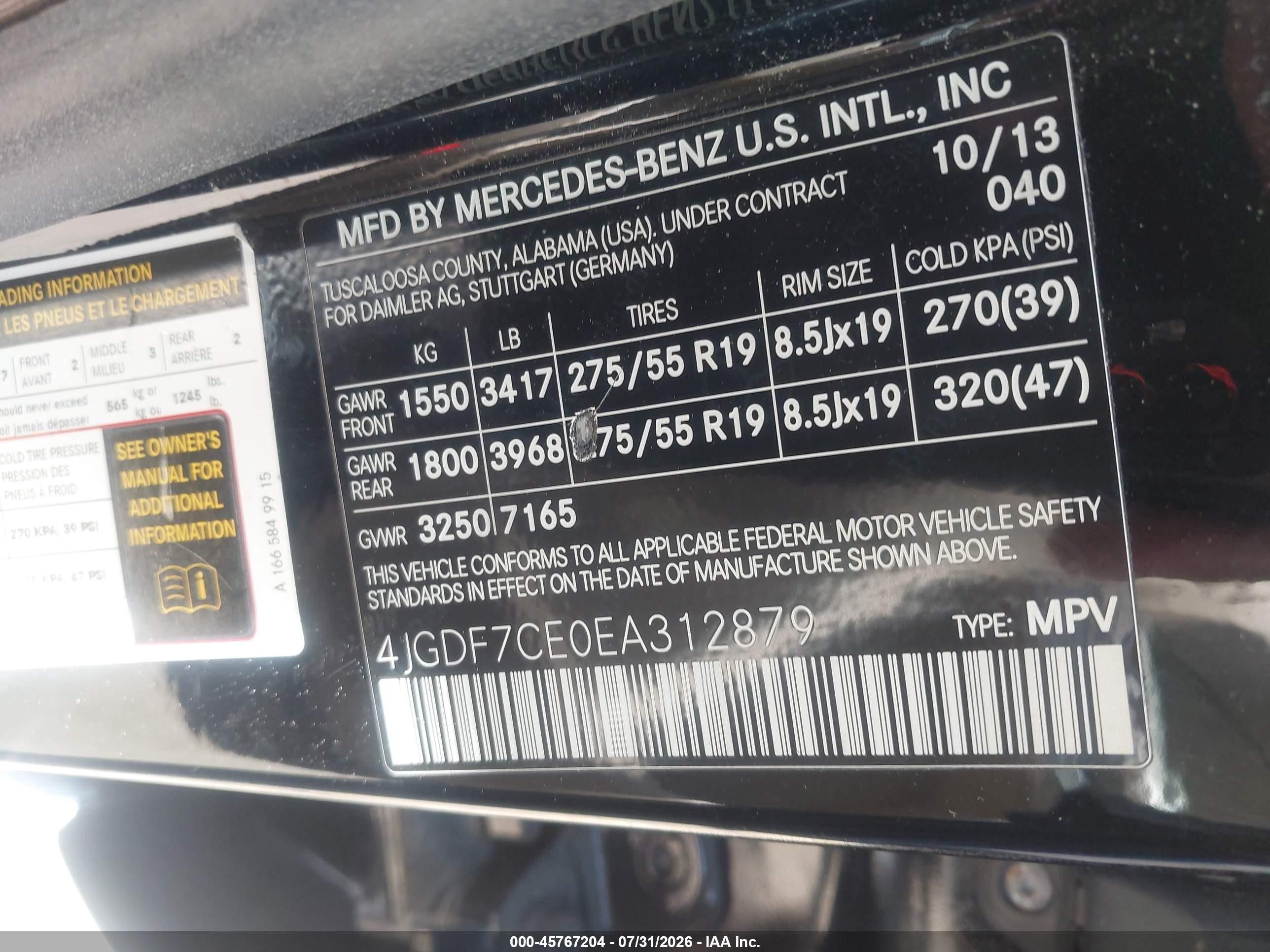 2014 Mercedes-benz Gl 450 4matic Black vin: 4JGDF7CE0EA312879