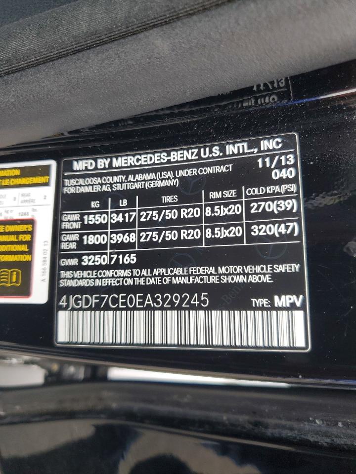 2014 Mercedes-benz Gl 450 4matic Black vin: 4JGDF7CE0EA329245
