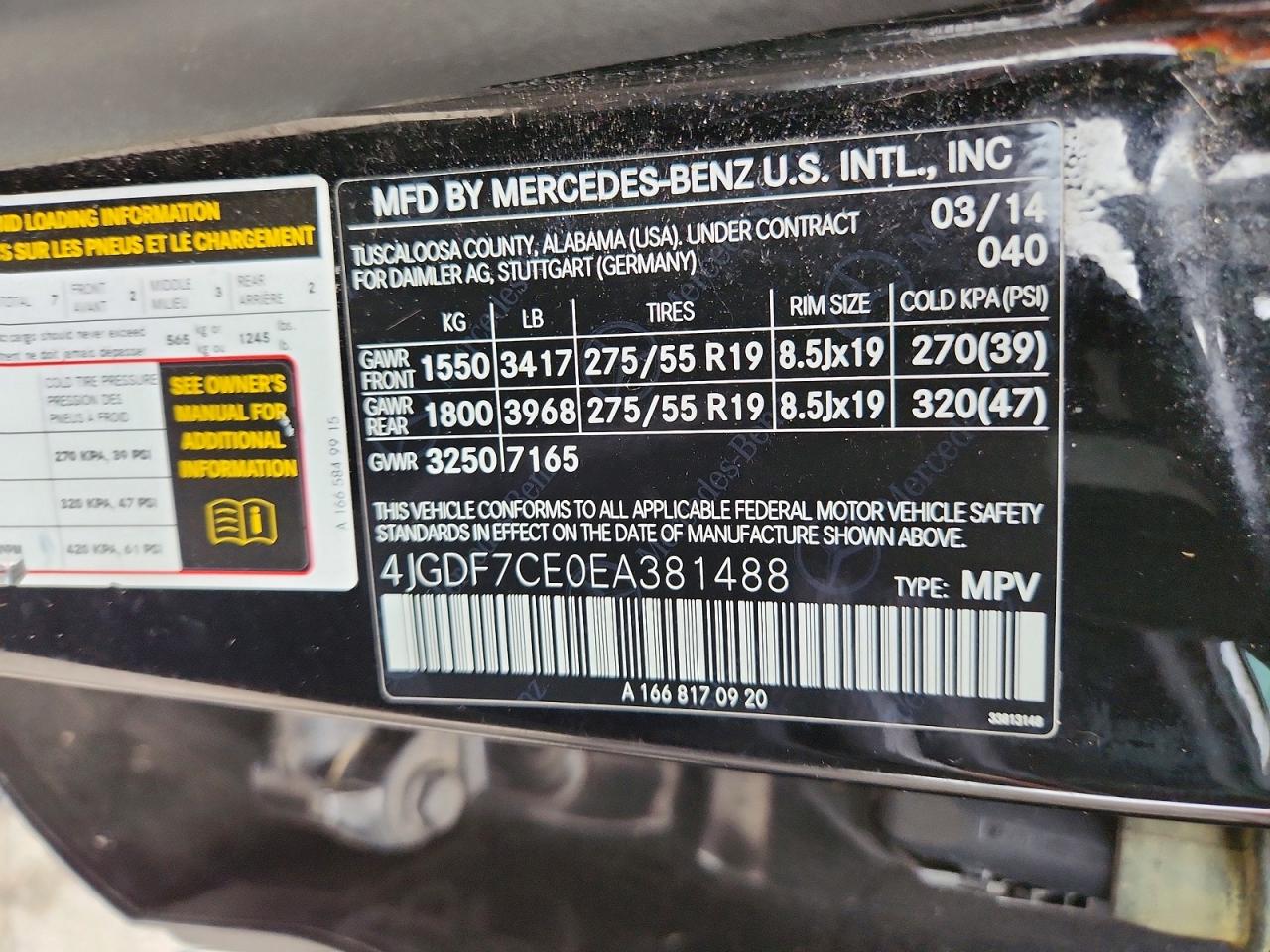 2014 Mercedes-benz Gl 450 4matic Black vin: 4JGDF7CE0EA381488