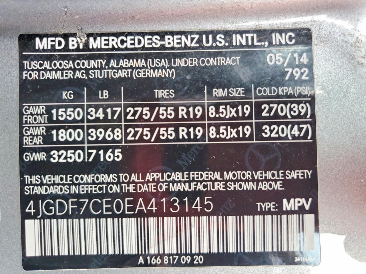 2014 Mercedes-benz Gl 450 4matic Silver vin: 4JGDF7CE0EA413145