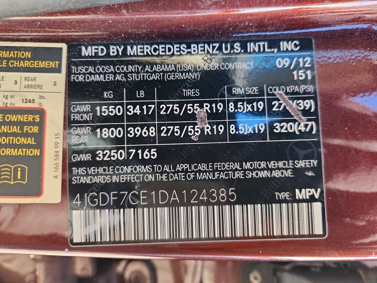 2013 Mercedes-benz Gl 450 4matic Maroon vin: 4JGDF7CE1DA124385