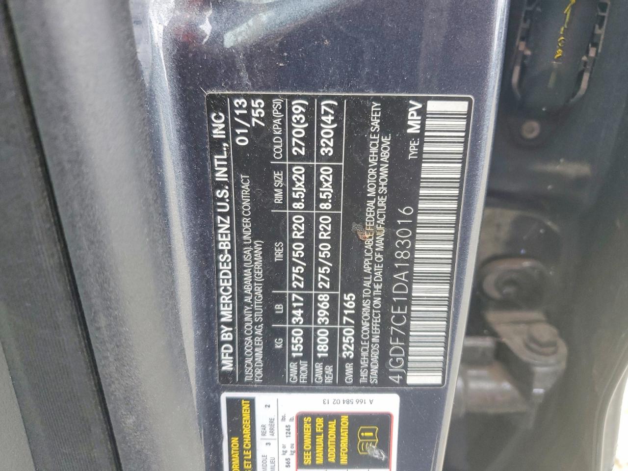 2013 Mercedes-benz Gl 450 4matic Gray vin: 4JGDF7CE1DA183016