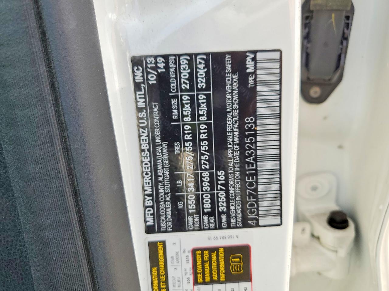 2014 Mercedes-benz Gl 450 4matic White vin: 4JGDF7CE1EA325138
