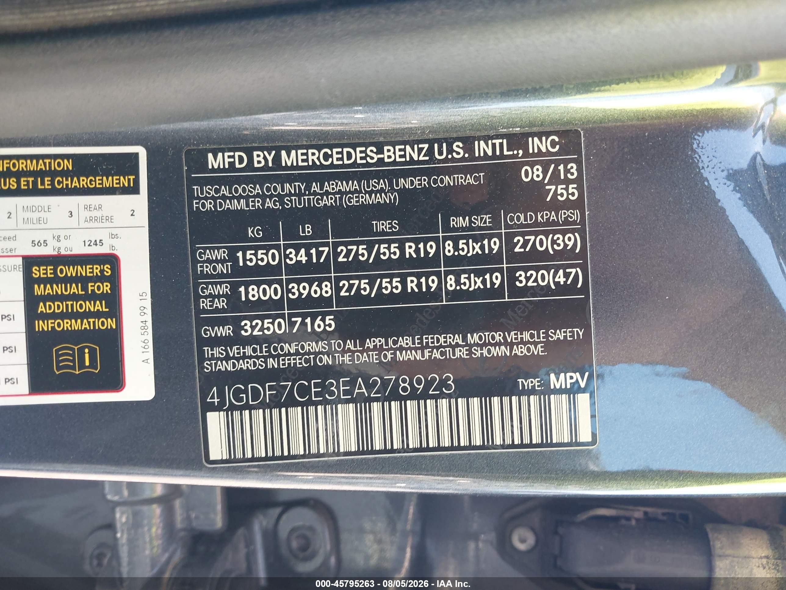 2014 Mercedes-benz Gl 450 4matic Gray vin: 4JGDF7CE3EA278923
