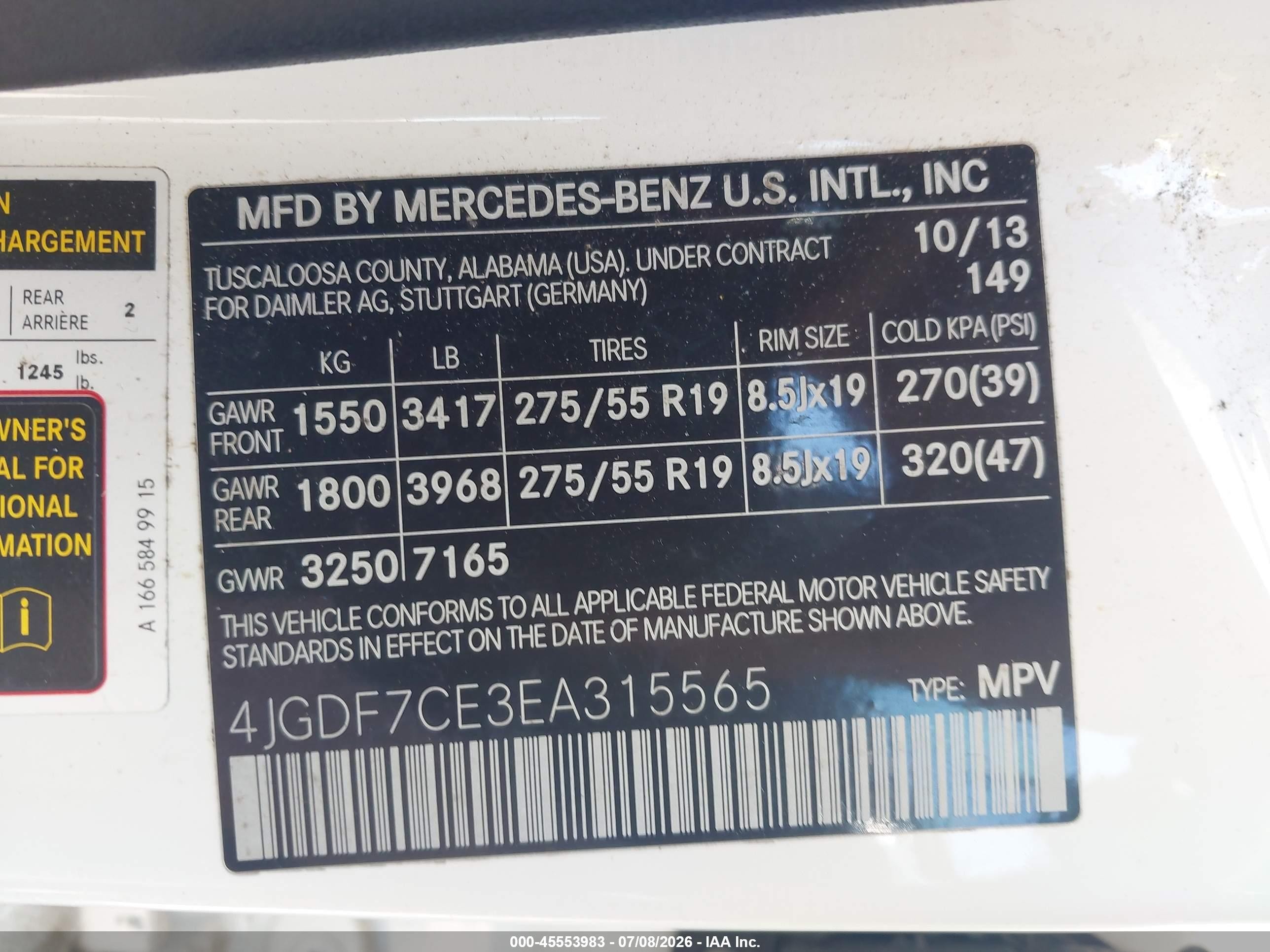 2014 Mercedes-benz Gl 450 4matic White vin: 4JGDF7CE3EA315565