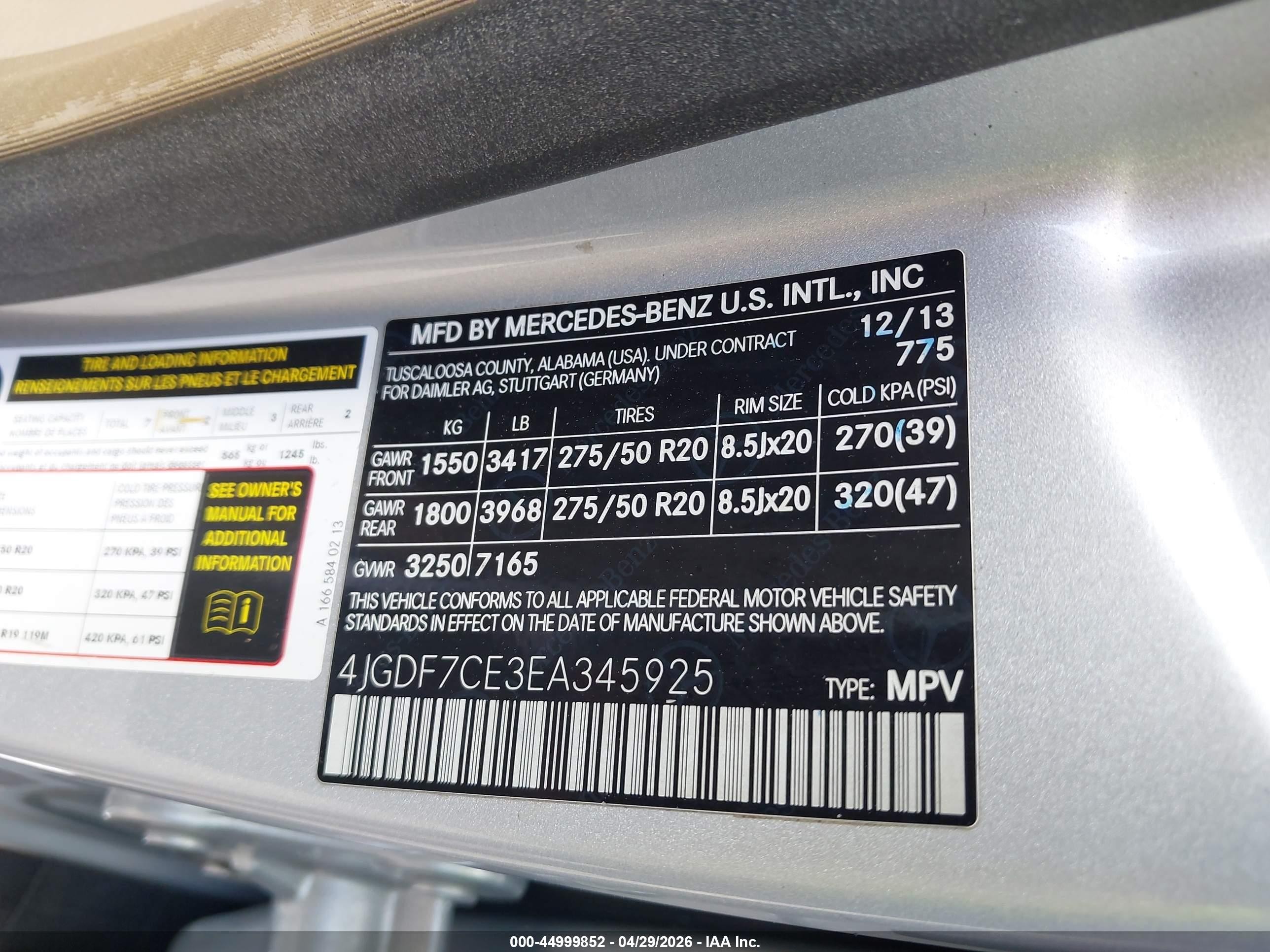 2014 Mercedes-benz Gl 450 4matic Silver vin: 4JGDF7CE3EA345925
