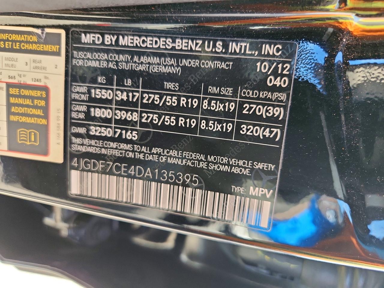 2013 Mercedes-benz Gl 450 4matic Black vin: 4JGDF7CE4DA135395