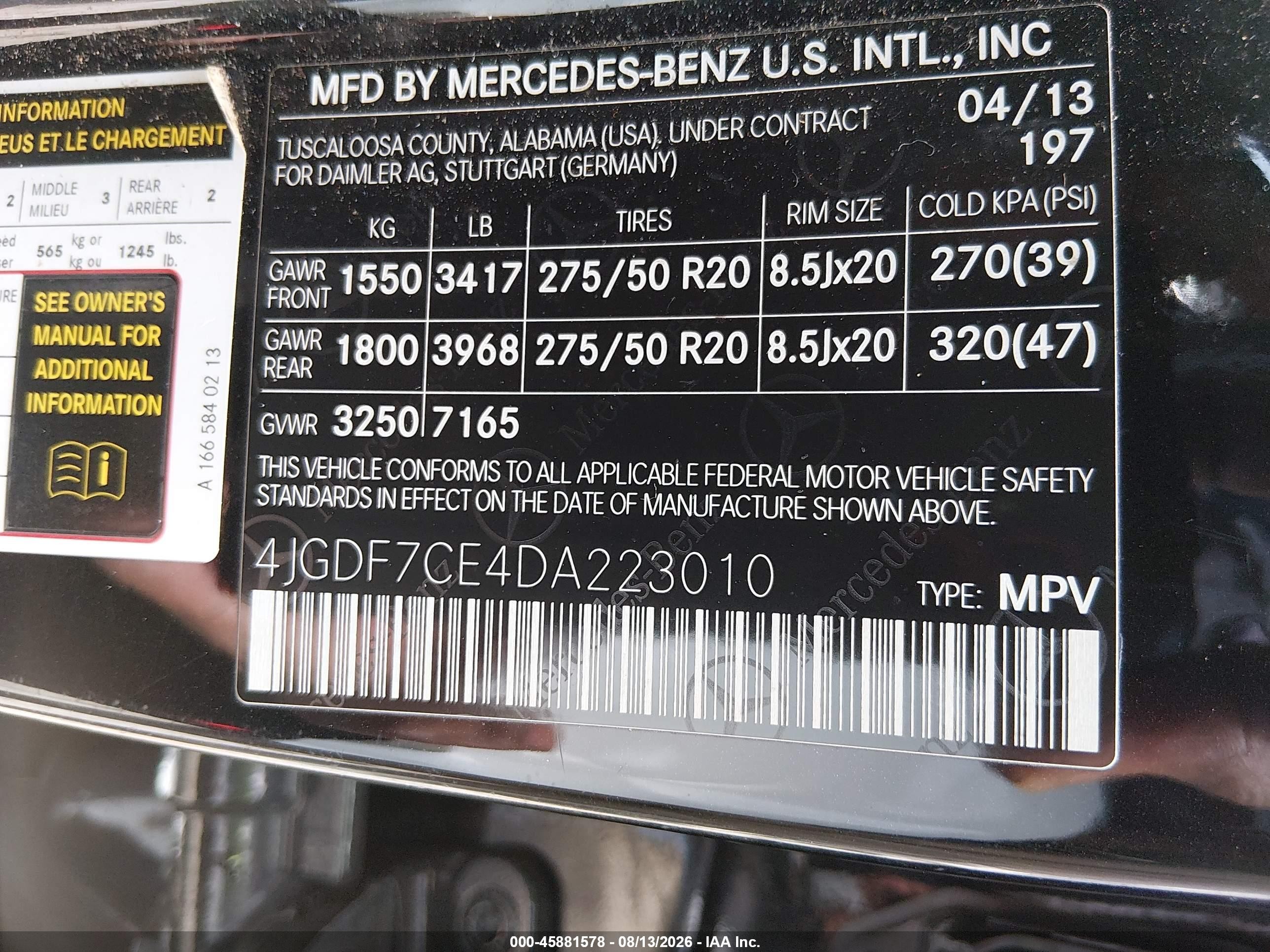 2013 Mercedes-benz Gl 450 4matic Black vin: 4JGDF7CE4DA223010