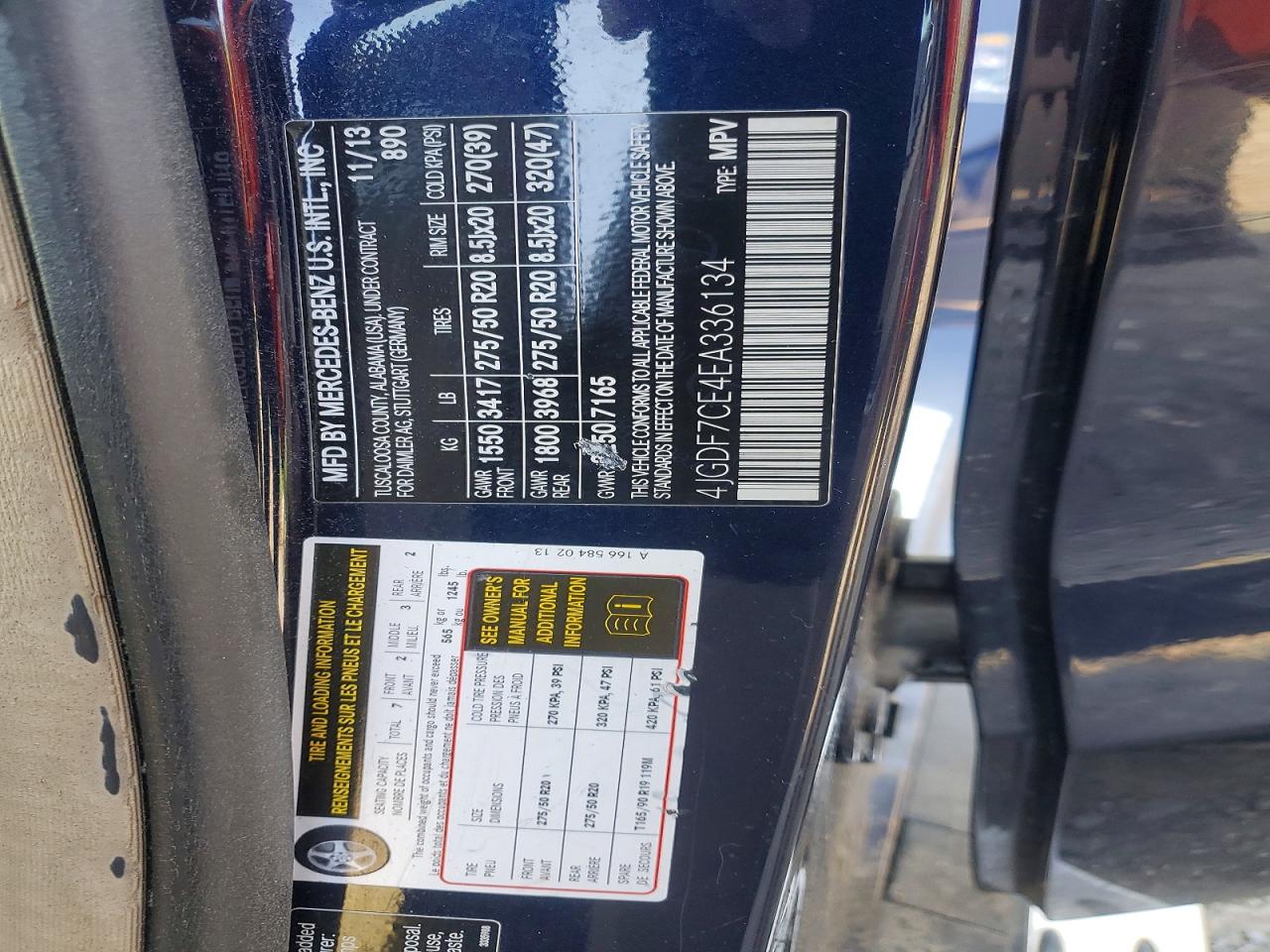 2014 Mercedes-benz Gl 450 4matic Blue vin: 4JGDF7CE4EA336134