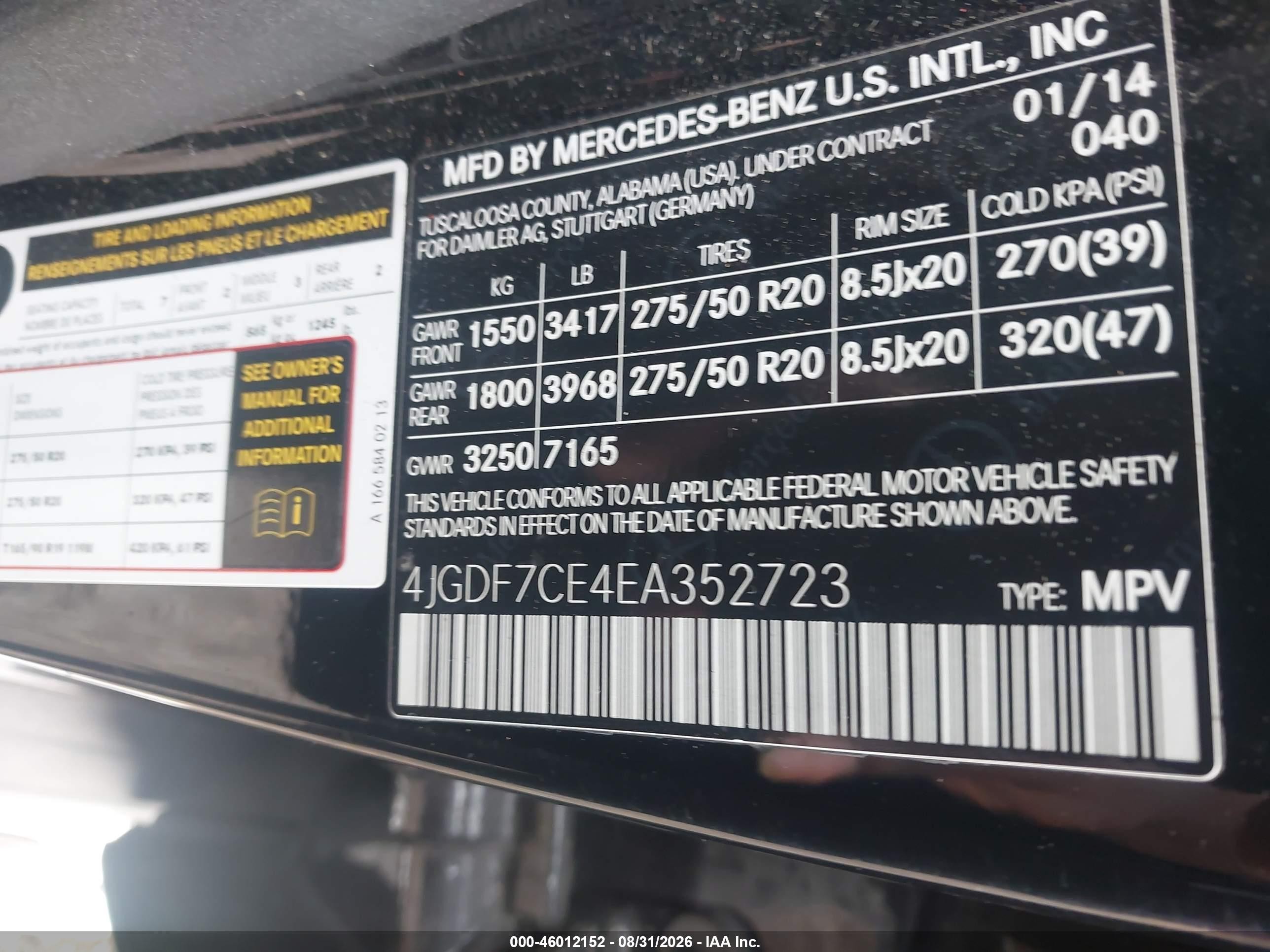2014 Mercedes-benz Gl 450 4matic Black vin: 4JGDF7CE4EA352723