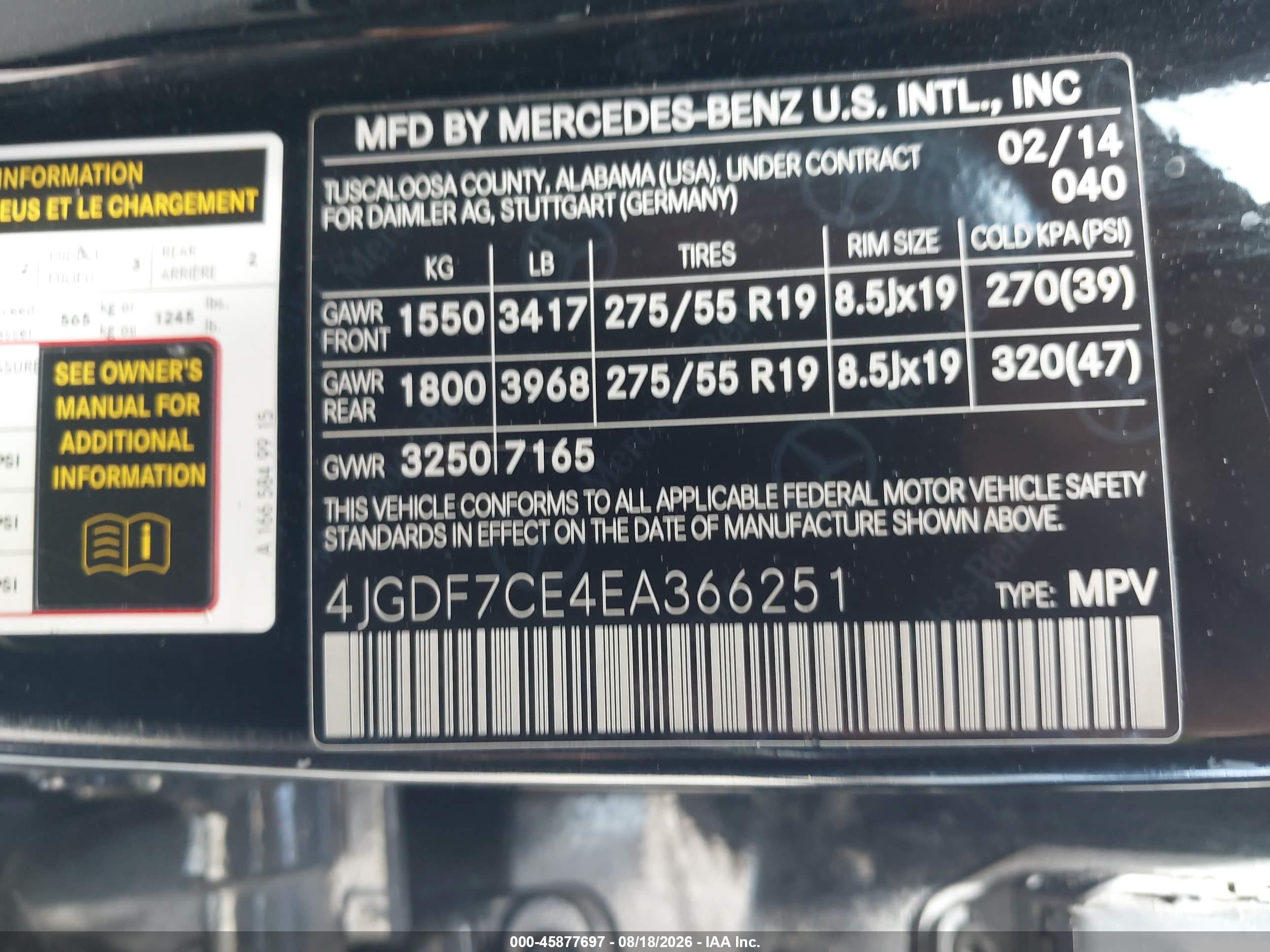 2014 Mercedes-benz Gl 450 4matic Black vin: 4JGDF7CE4EA366251