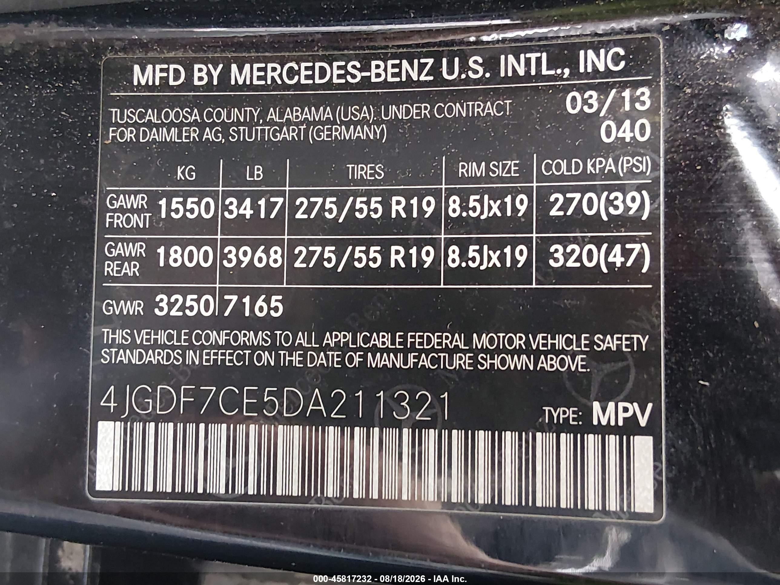 2013 Mercedes-benz Gl 450 4matic Black vin: 4JGDF7CE5DA211321