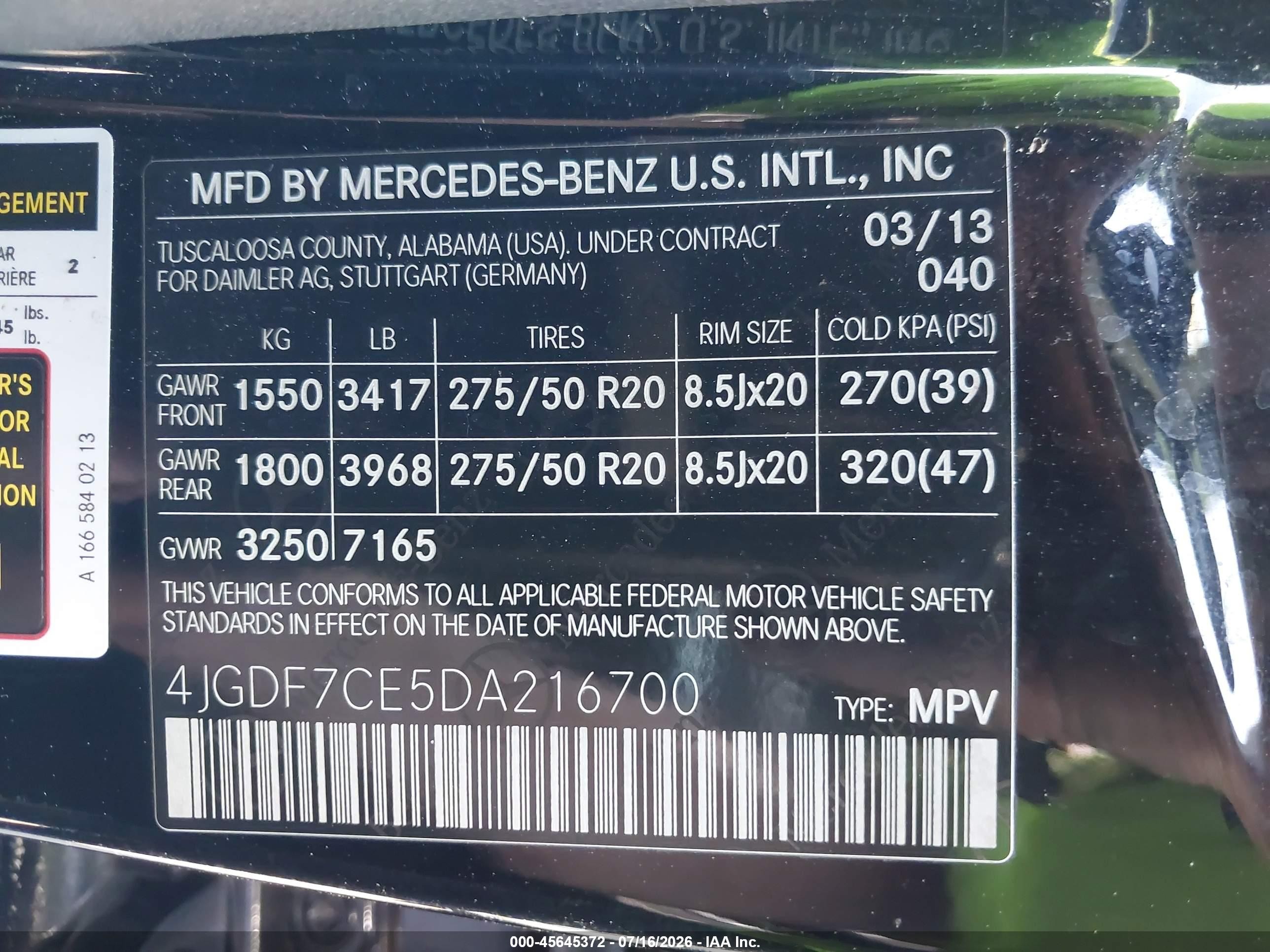 2013 Mercedes-benz Gl 450 4matic Black vin: 4JGDF7CE5DA216700