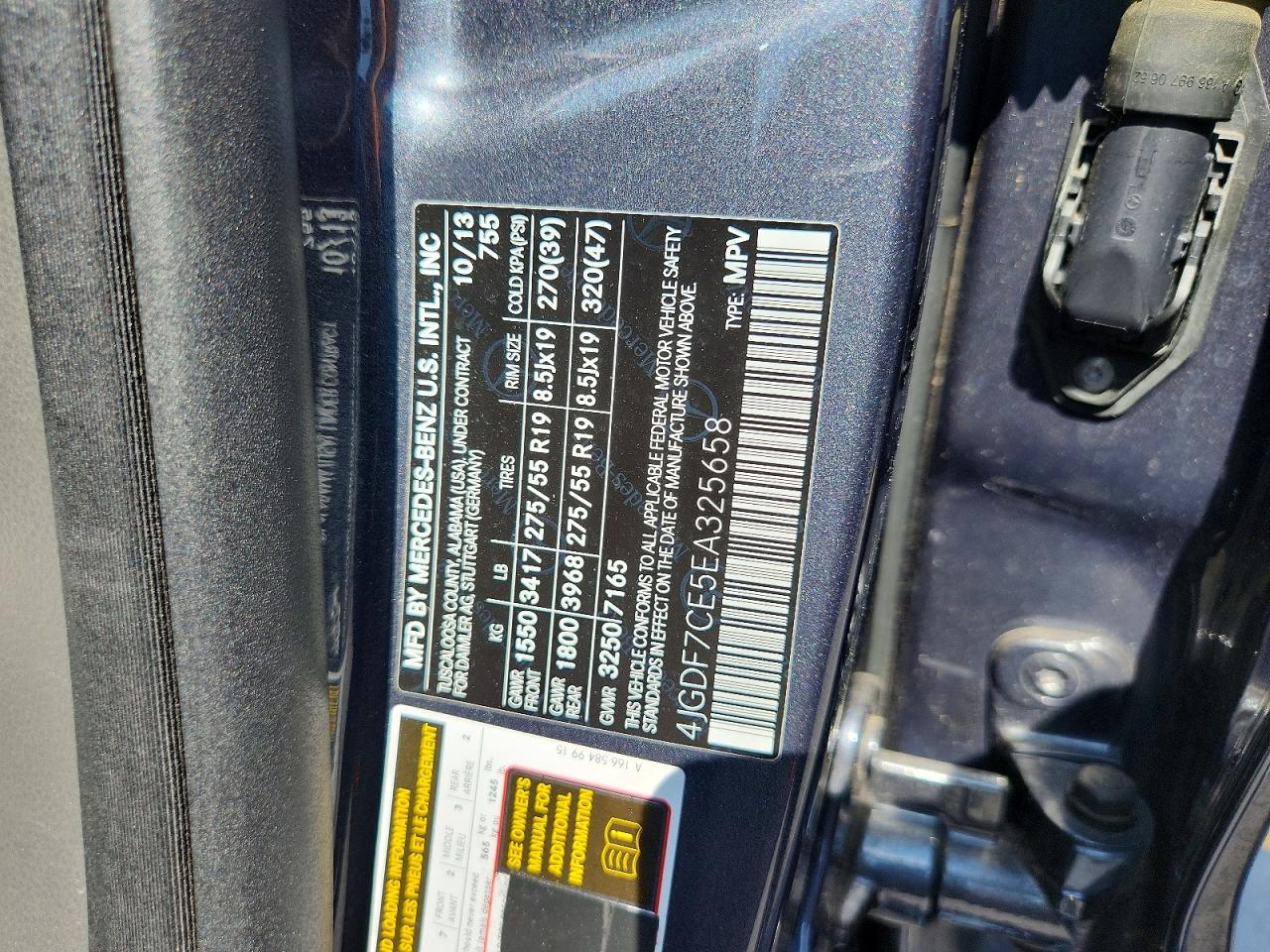 2014 Mercedes-benz Gl 450 4matic Charcoal vin: 4JGDF7CE5EA325658