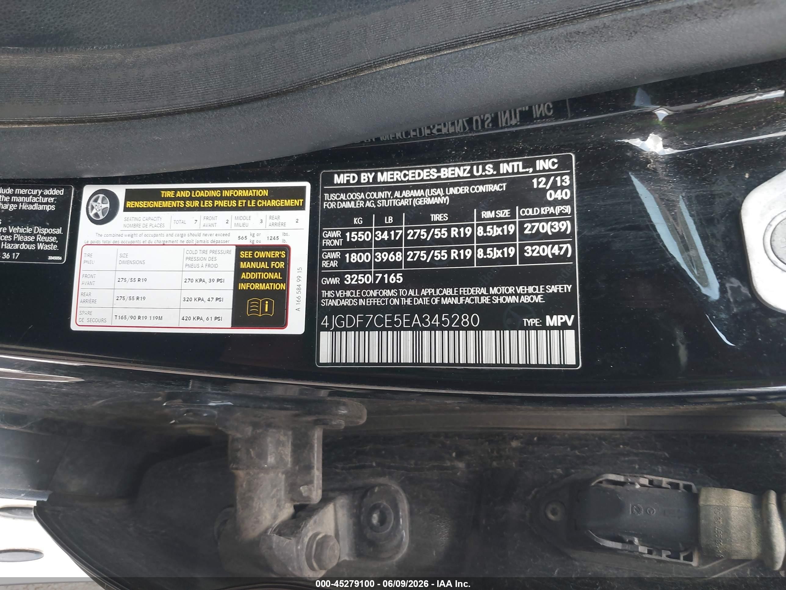 2014 Mercedes-benz Gl 450 4matic Black vin: 4JGDF7CE5EA345280