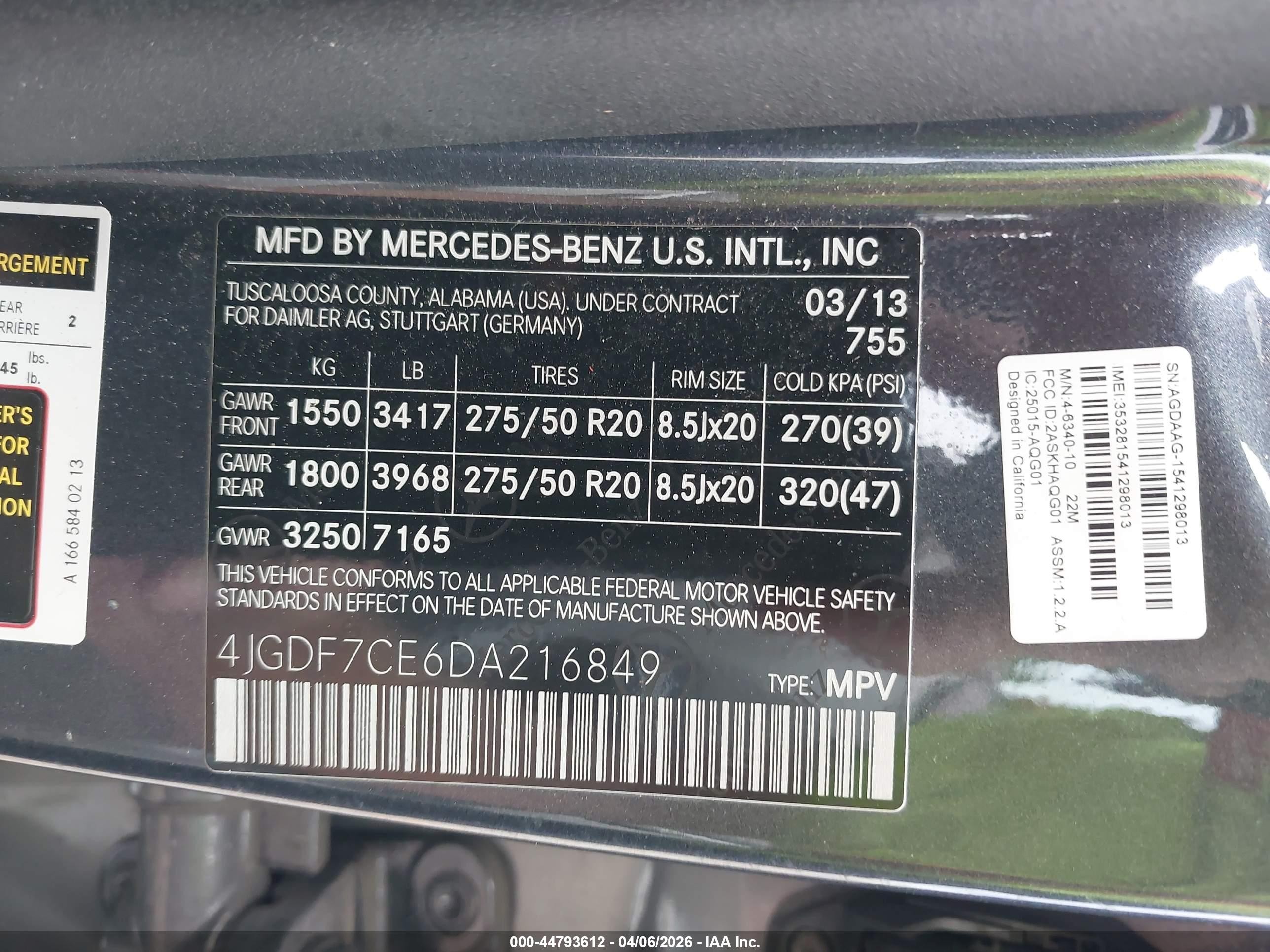 2013 Mercedes-benz Gl 450 4matic Gray vin: 4JGDF7CE6DA216849