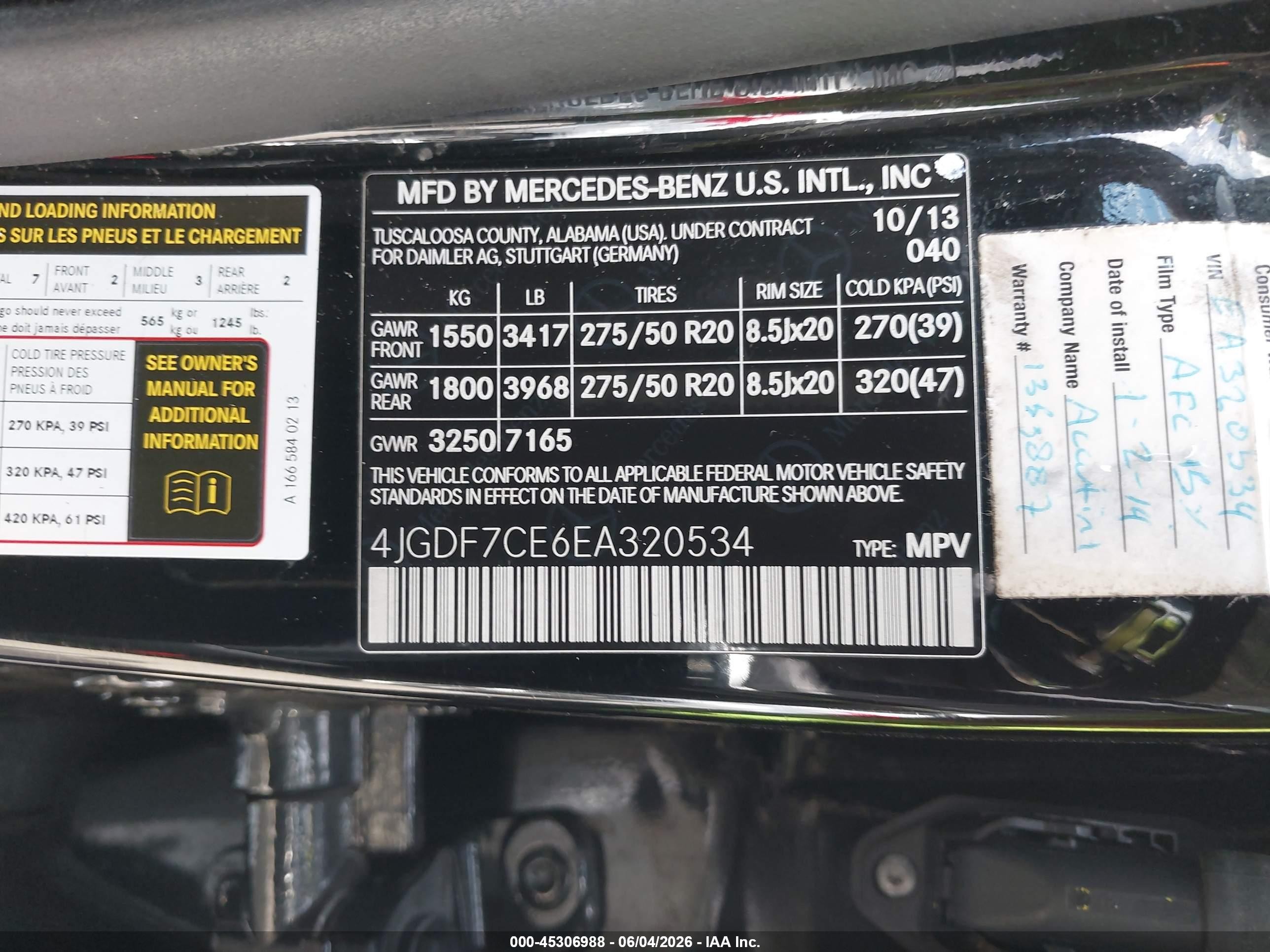 2014 Mercedes-benz Gl 450 4matic Black vin: 4JGDF7CE6EA320534