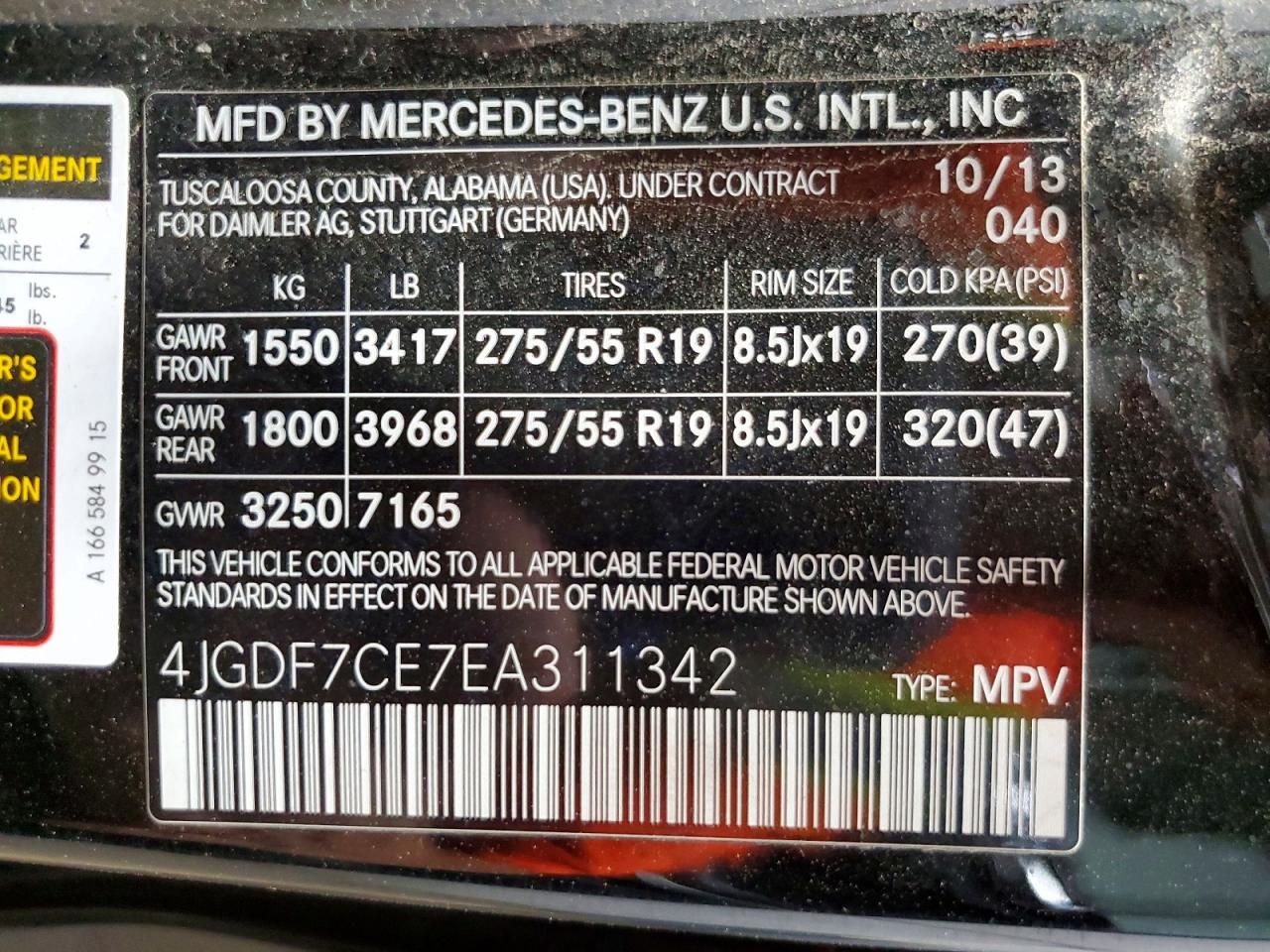 2014 Mercedes-benz Gl 450 4matic Black vin: 4JGDF7CE7EA311342