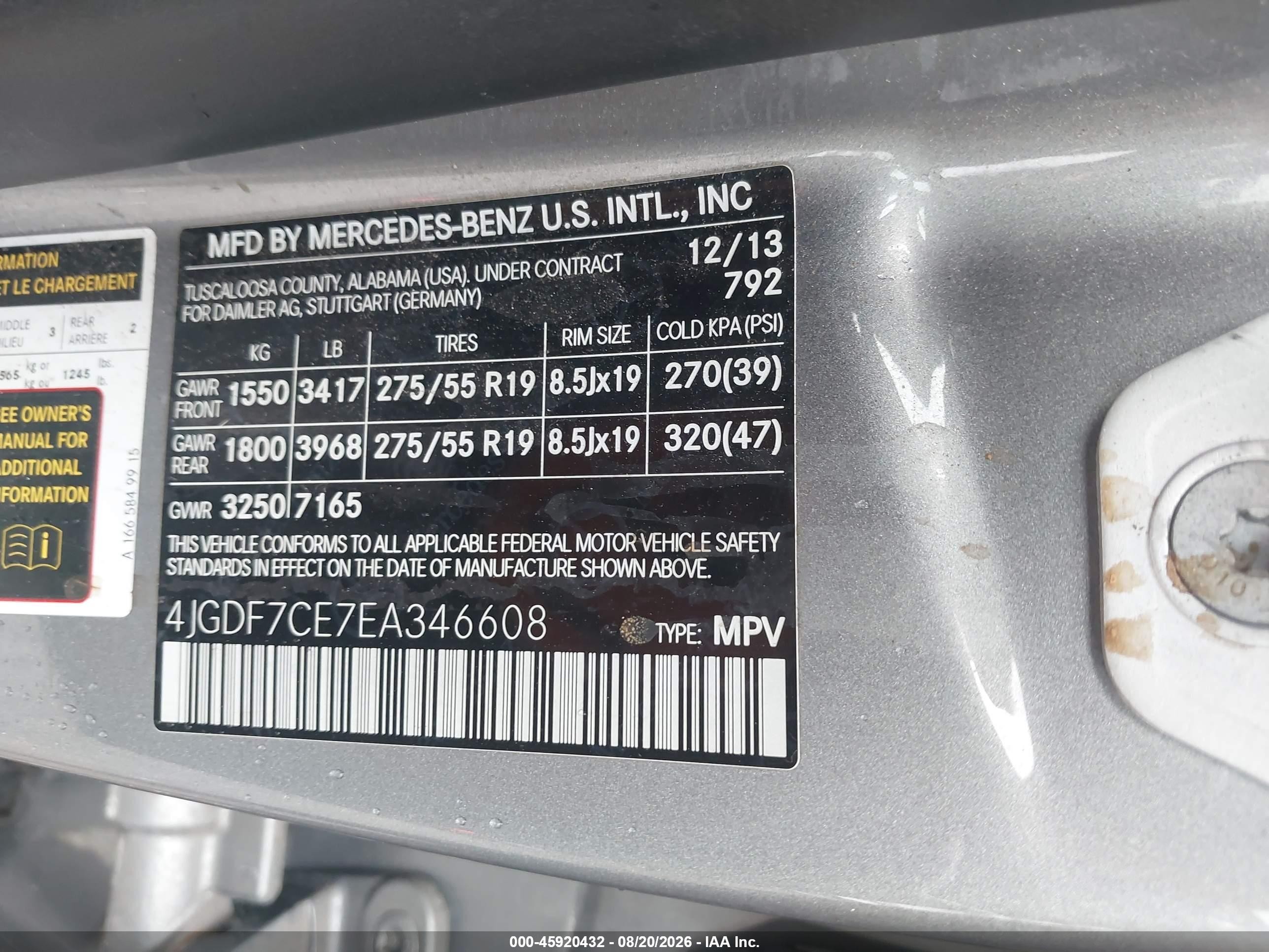 2014 Mercedes-benz Gl 450 4matic Gray vin: 4JGDF7CE7EA346608