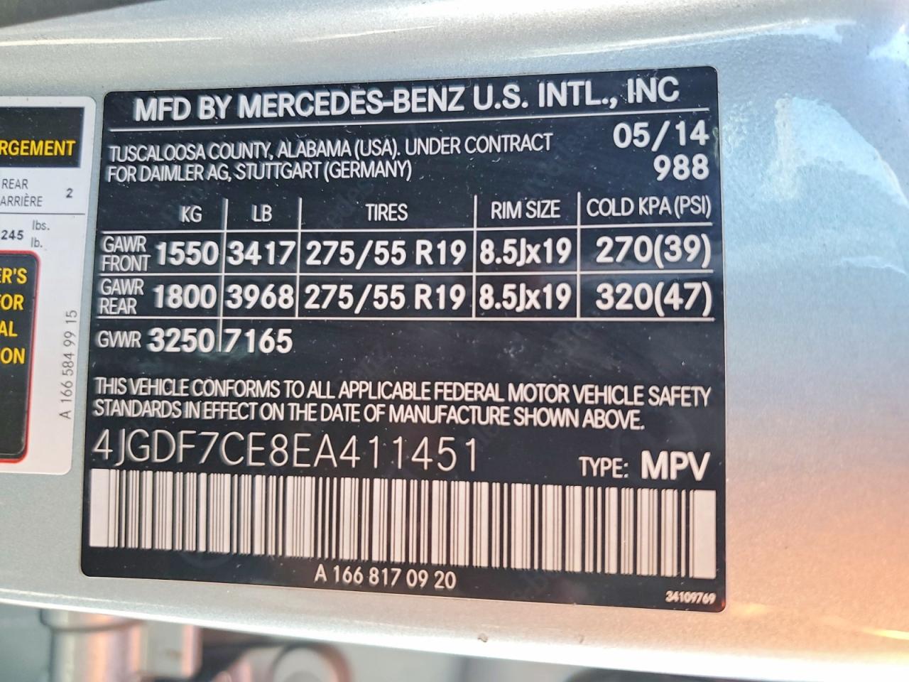 2014 Mercedes-benz Gl 450 4matic Silver vin: 4JGDF7CE8EA411451