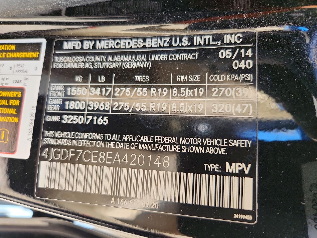 2014 Mercedes-benz Gl 450 4matic Black vin: 4JGDF7CE8EA420148