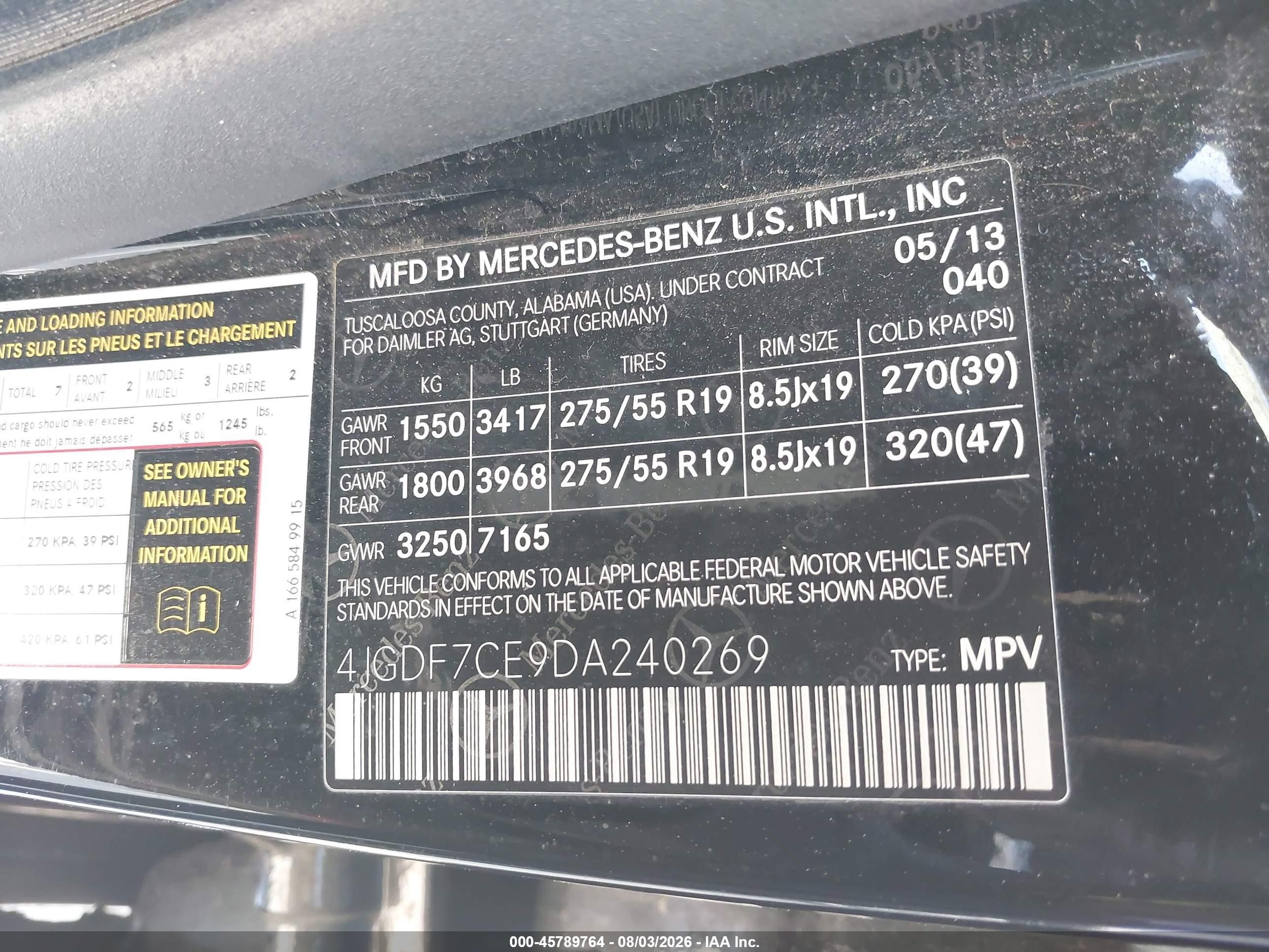 2013 Mercedes-benz Gl 450 4matic Black vin: 4JGDF7CE9DA240269
