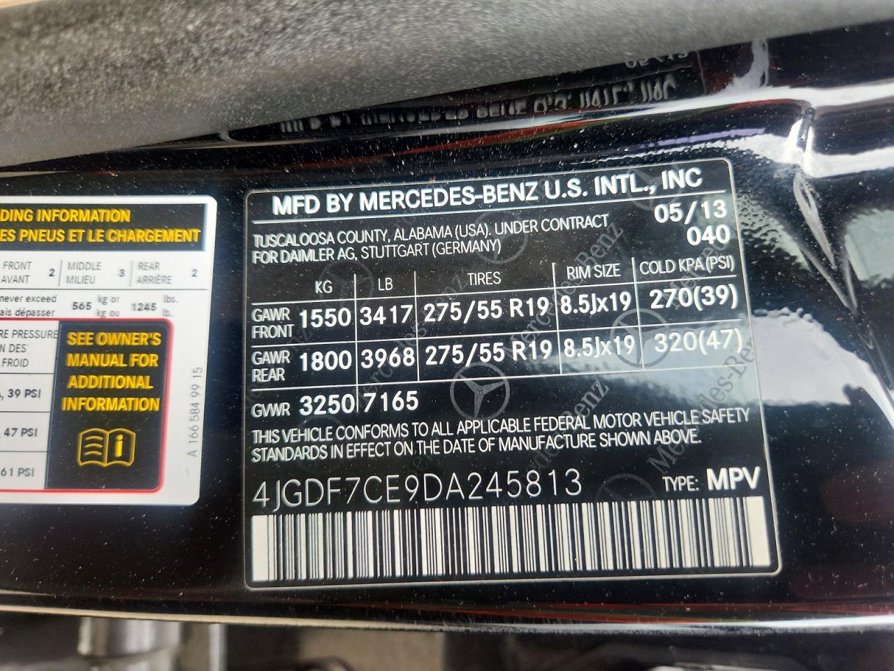 2013 Mercedes-benz Gl 450 4matic Черный vin: 4JGDF7CE9DA245813