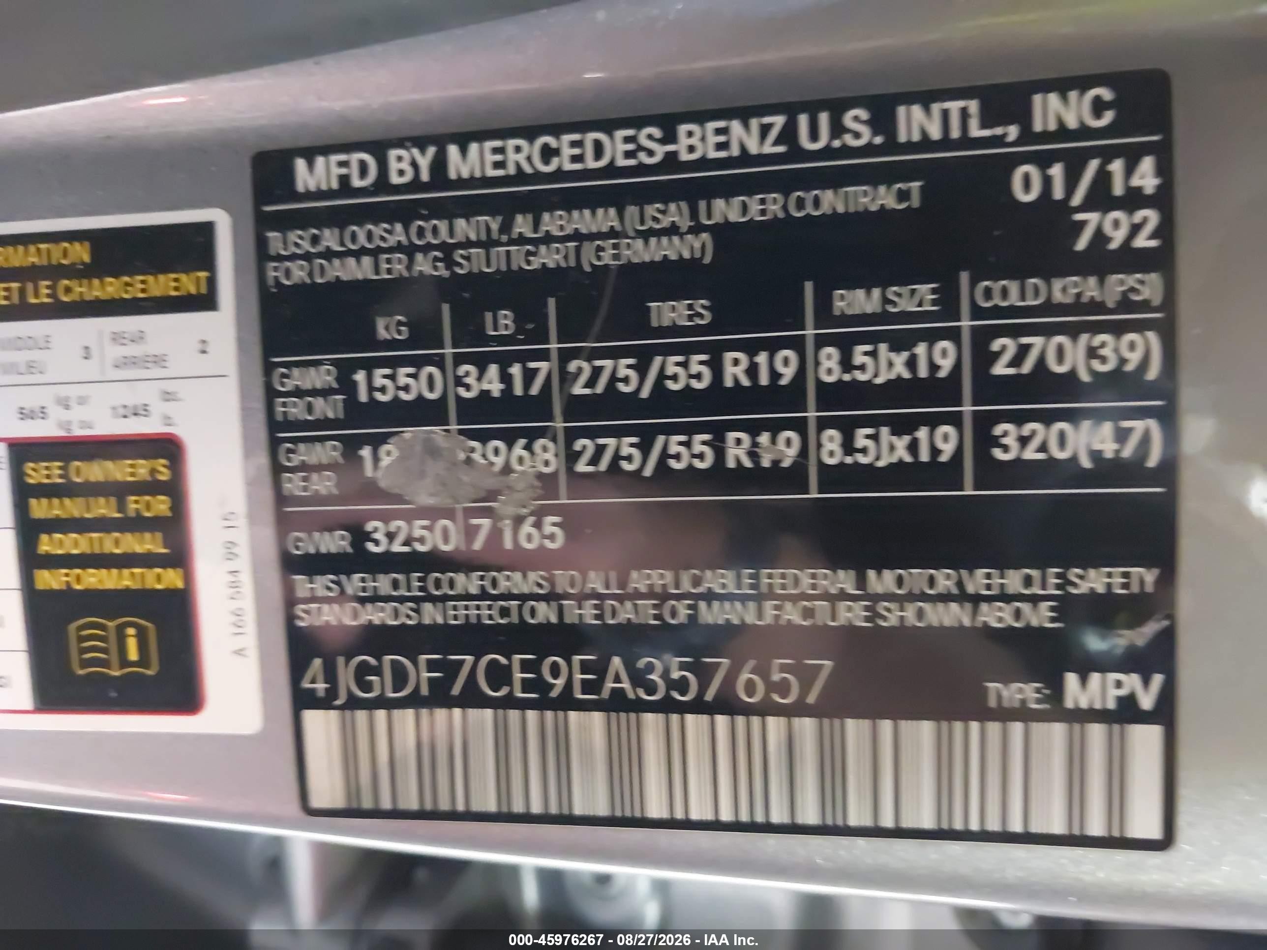 2014 Mercedes-benz Gl 450 4matic Silver vin: 4JGDF7CE9EA357657