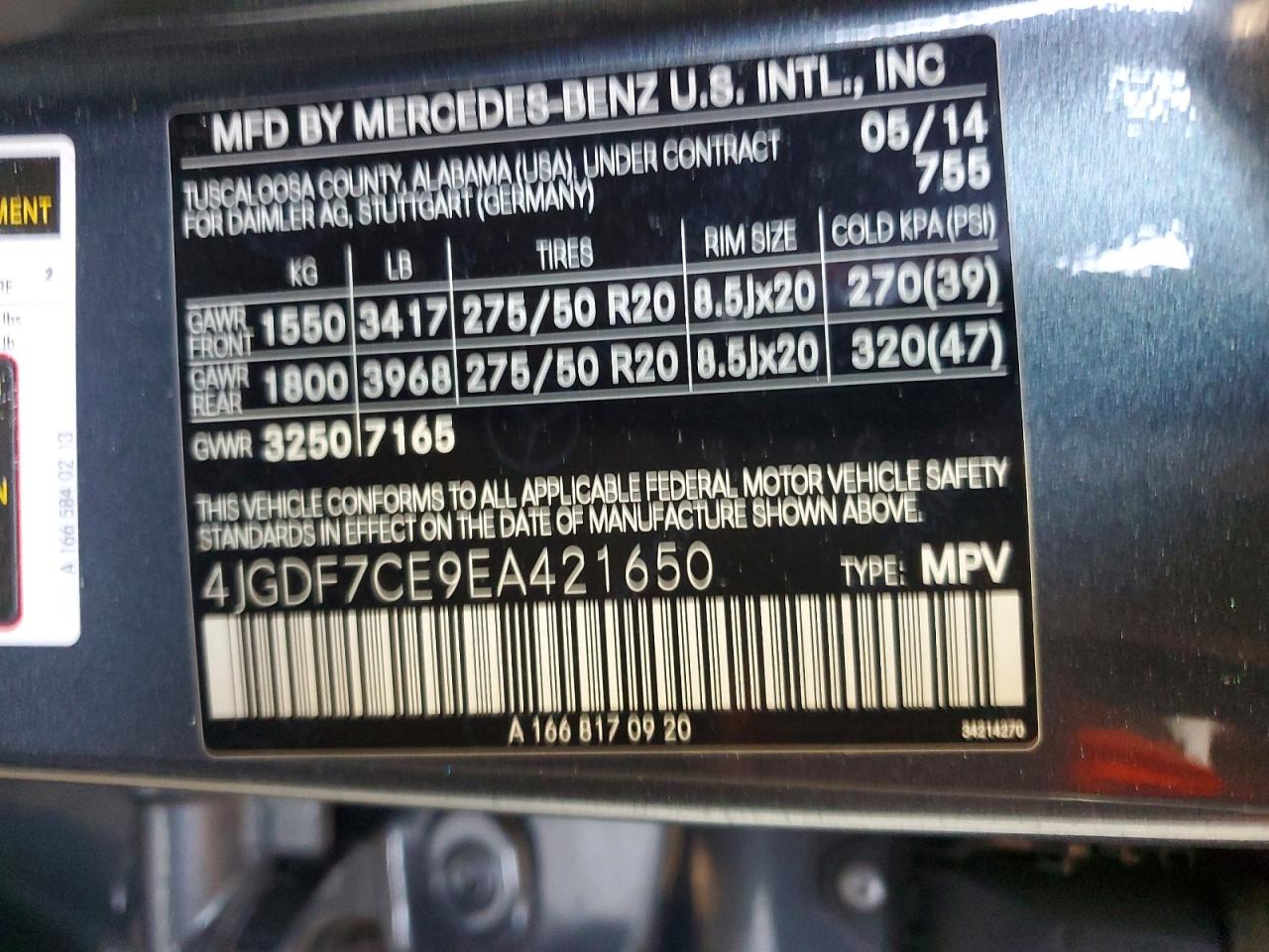 2014 Mercedes-benz Gl 450 4matic Blue vin: 4JGDF7CE9EA421650
