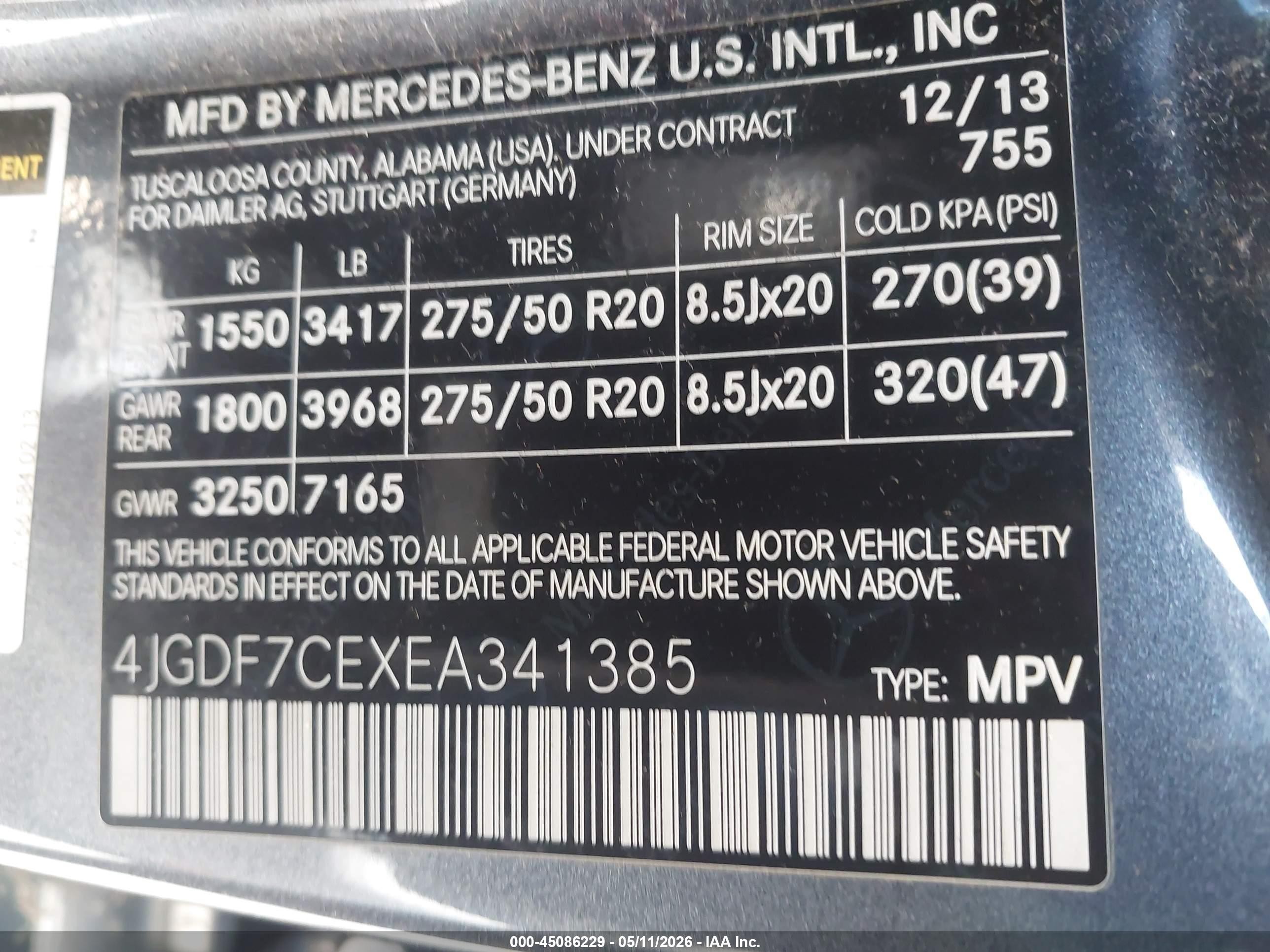 2014 Mercedes-benz Gl 450 4matic Gray vin: 4JGDF7CEXEA341385
