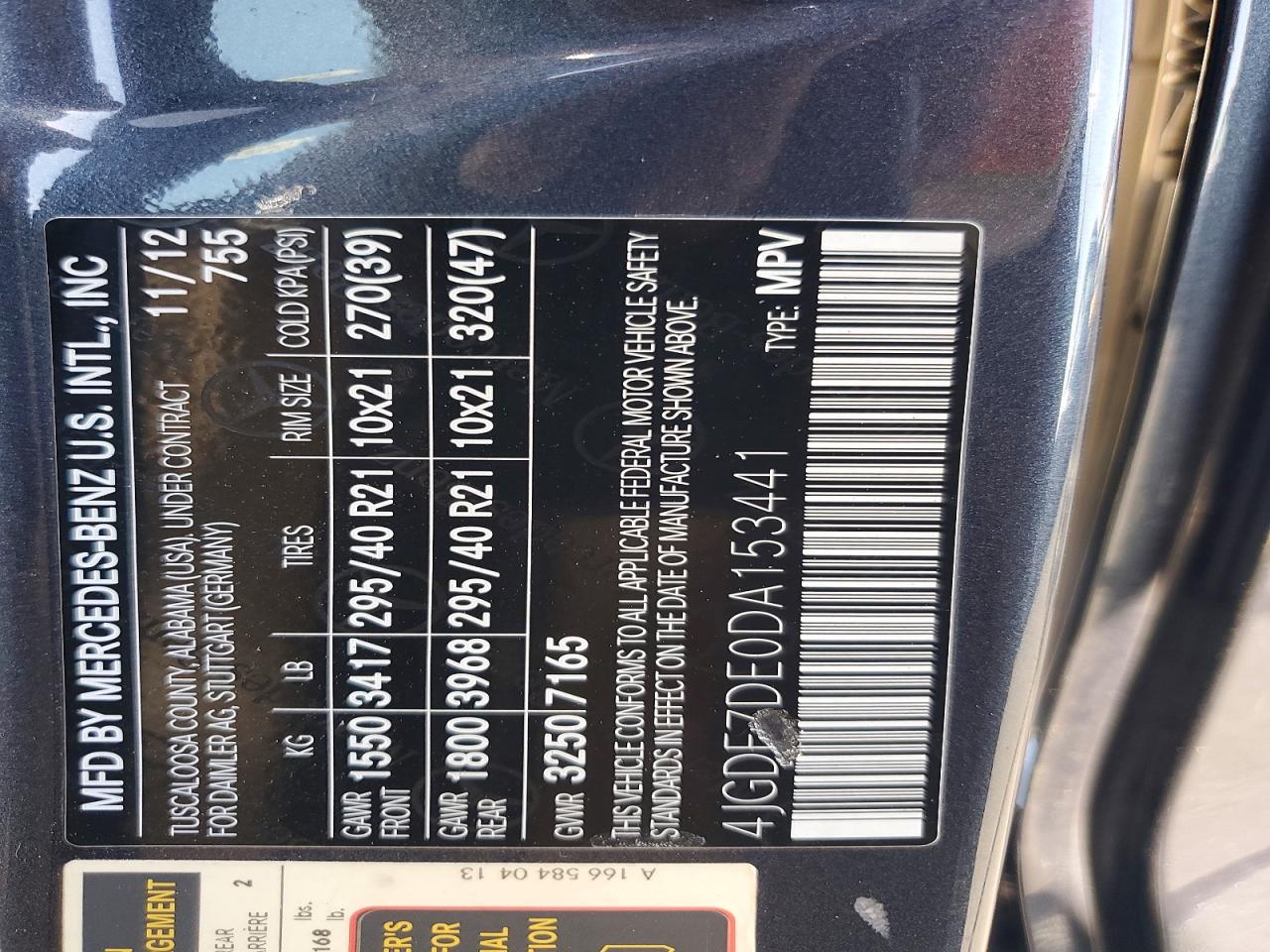 2013 Mercedes-benz Gl 550 4matic Gray vin: 4JGDF7DE0DA153441