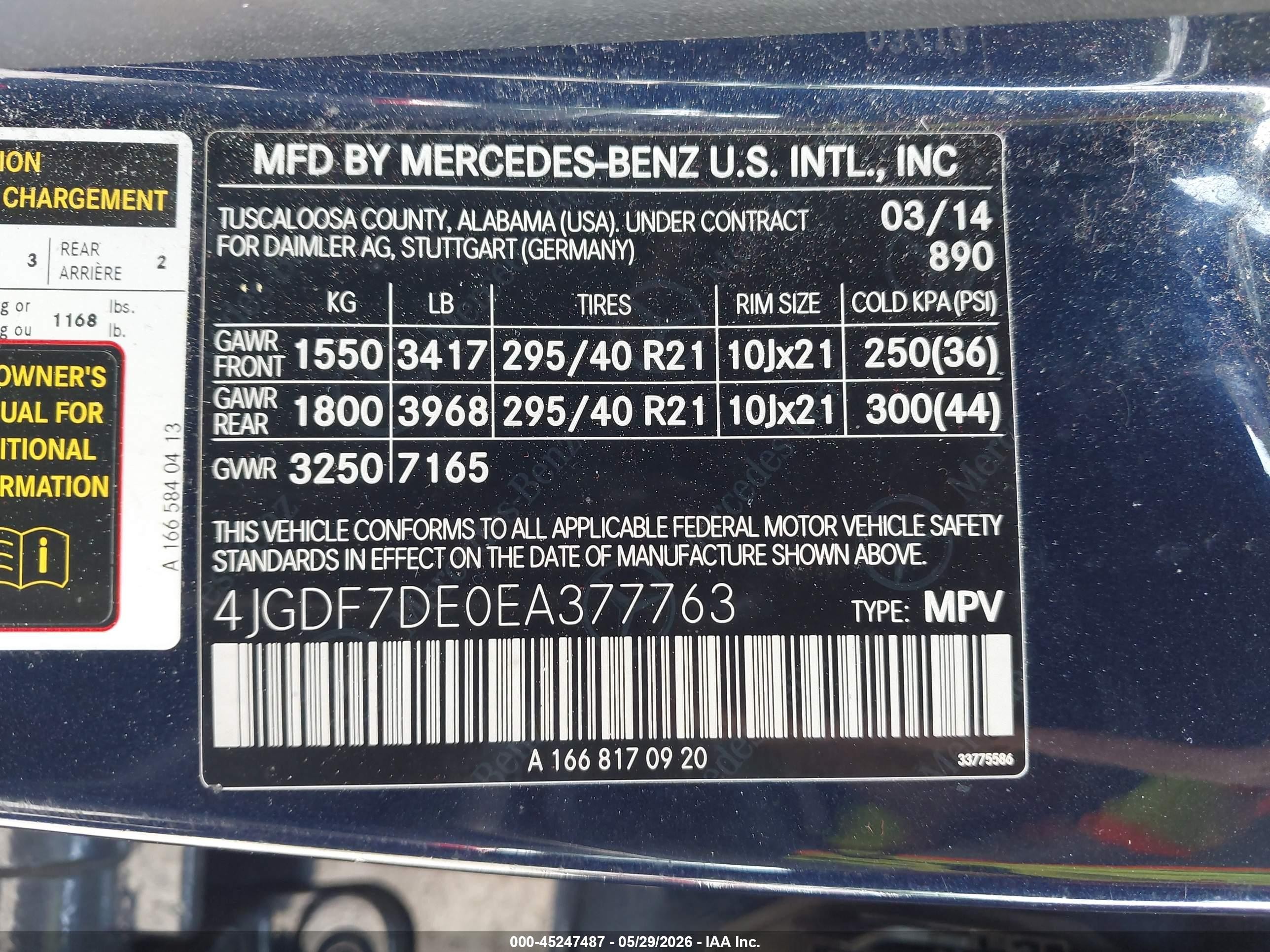 2014 Mercedes-benz Gl 550 4matic Dark Blue vin: 4JGDF7DE0EA377763