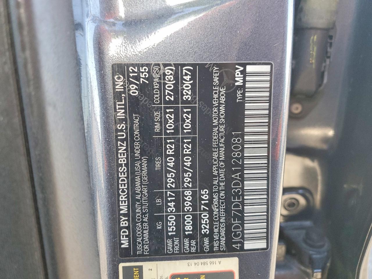 2013 Mercedes-benz Gl 550 4matic Gray vin: 4JGDF7DE3DA128081