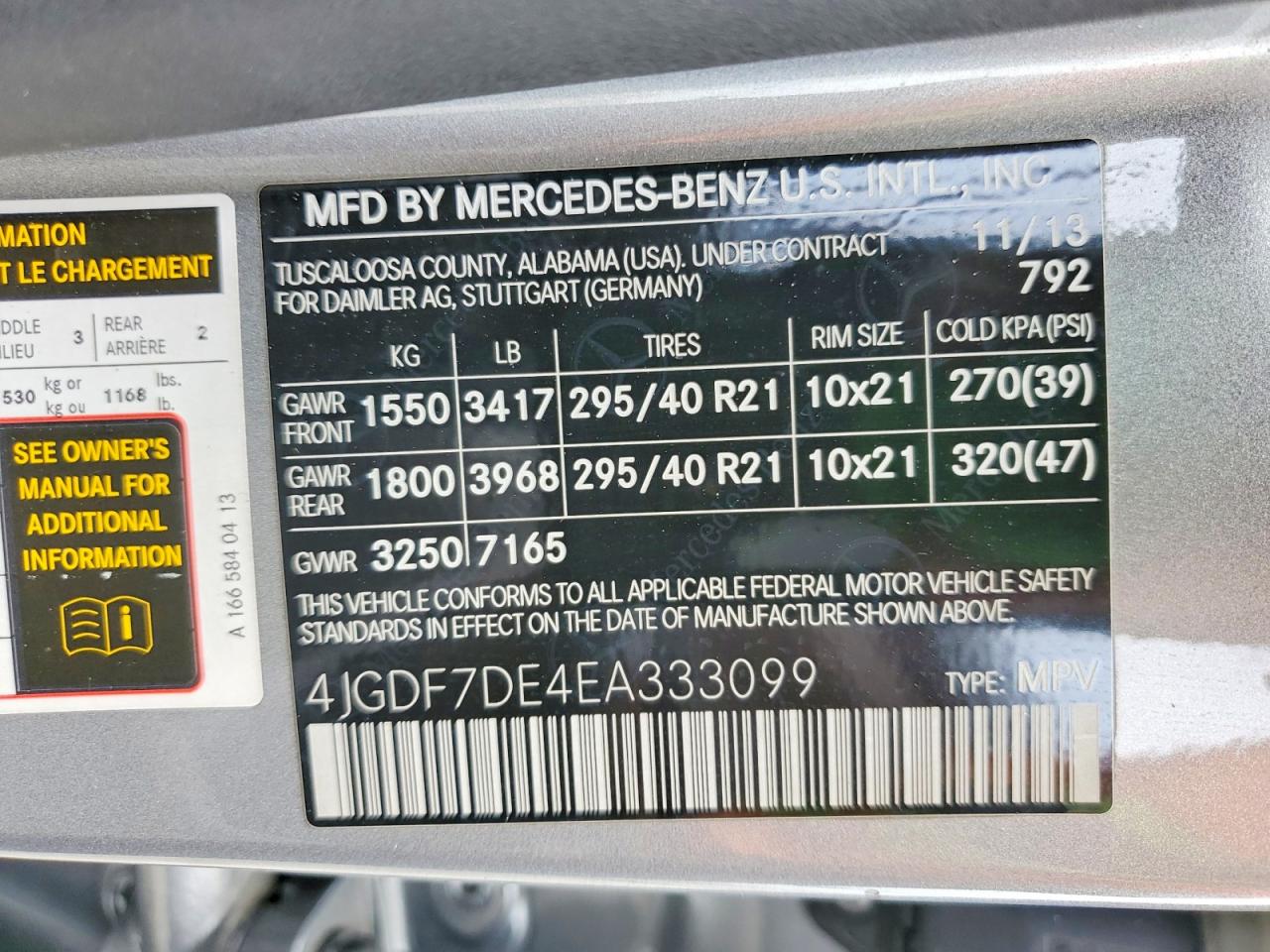 2014 Mercedes-benz Gl 550 4matic Silver vin: 4JGDF7DE4EA333099