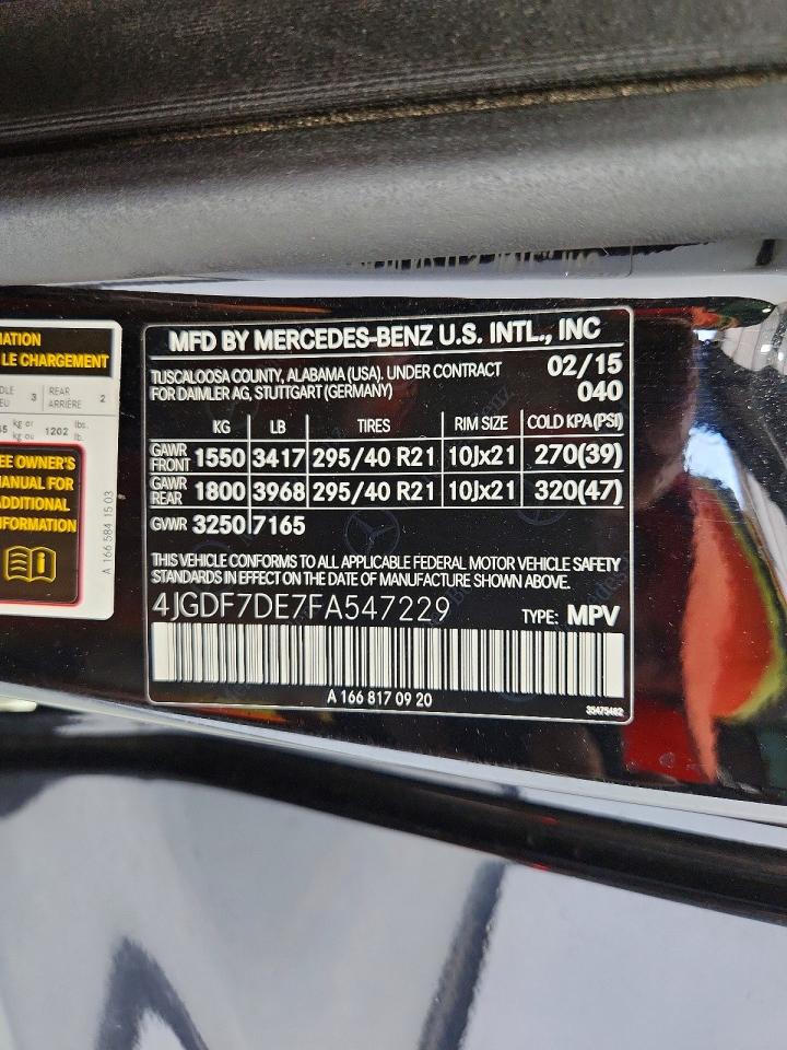 2015 Mercedes-benz Gl 550 4matic Black vin: 4JGDF7DE7FA547229