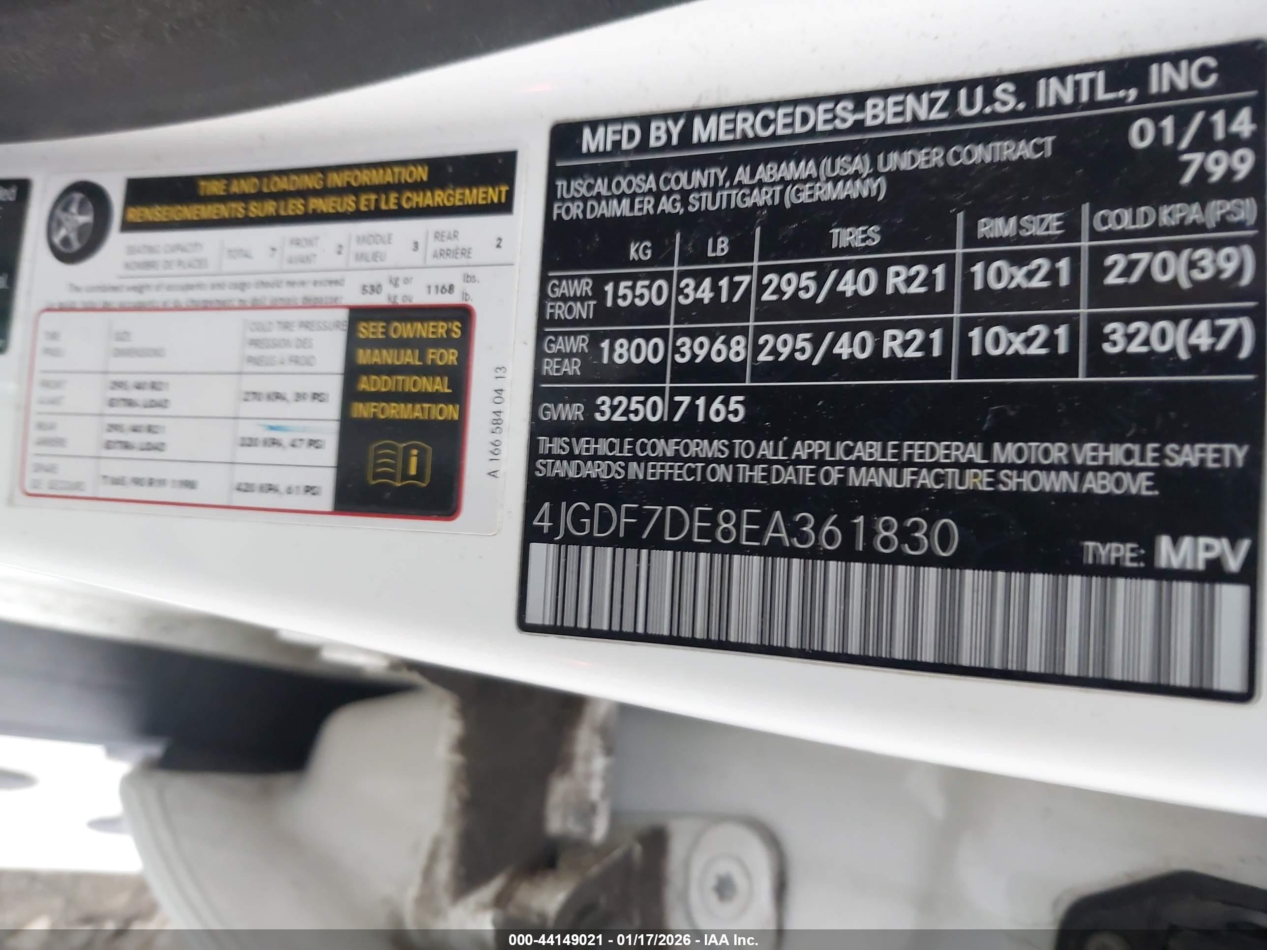 2014 Mercedes-benz Gl 550 4matic White vin: 4JGDF7DE8EA361830