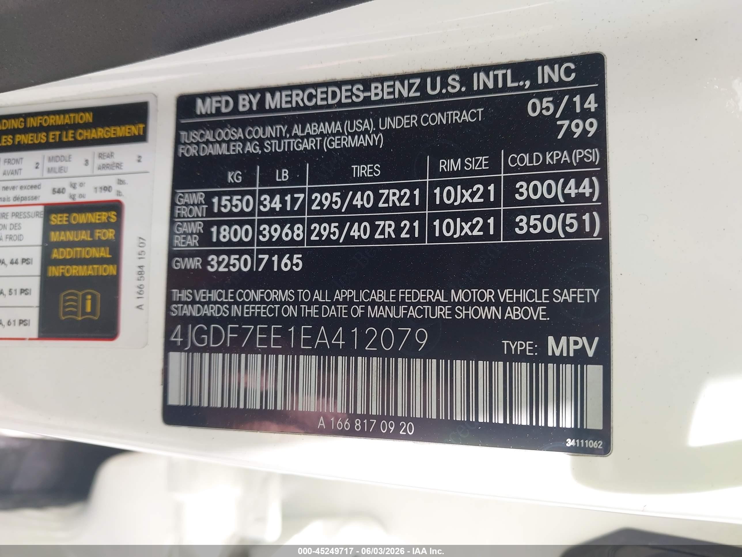 2014 Mercedes-benz Gl 63 Amg 4matic White vin: 4JGDF7EE1EA412079