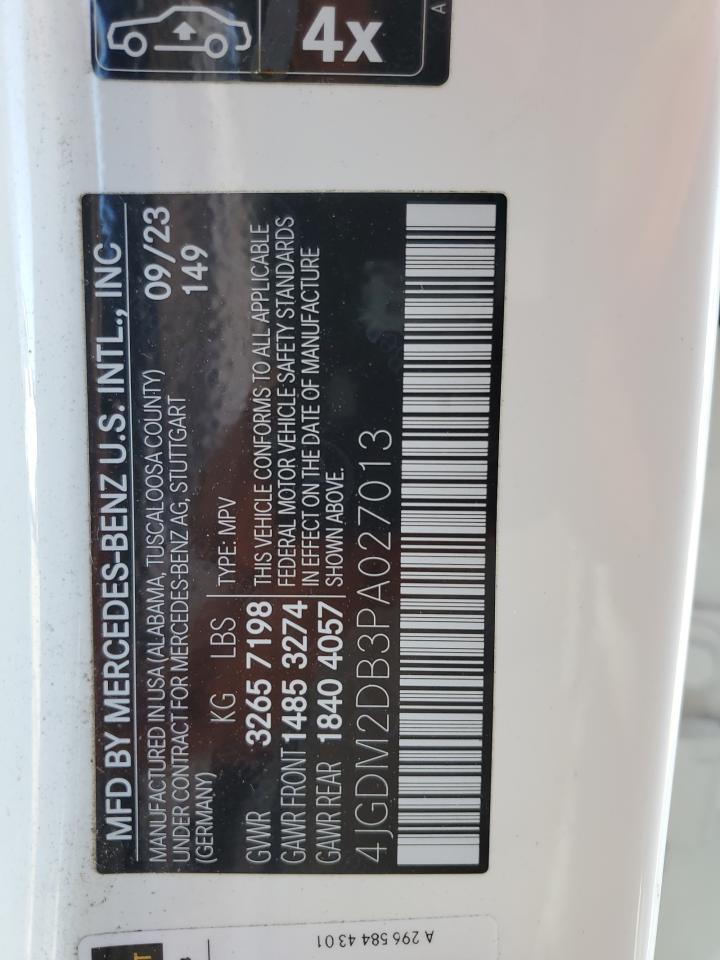 2023 Mercedes-benz Eqs Suv 450+ White vin: 4JGDM2DB3PA027013