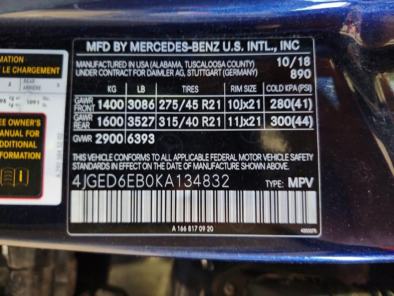 2019 Mercedes-benz Gle Coupe 43 Amg Blue vin: 4JGED6EB0KA134832