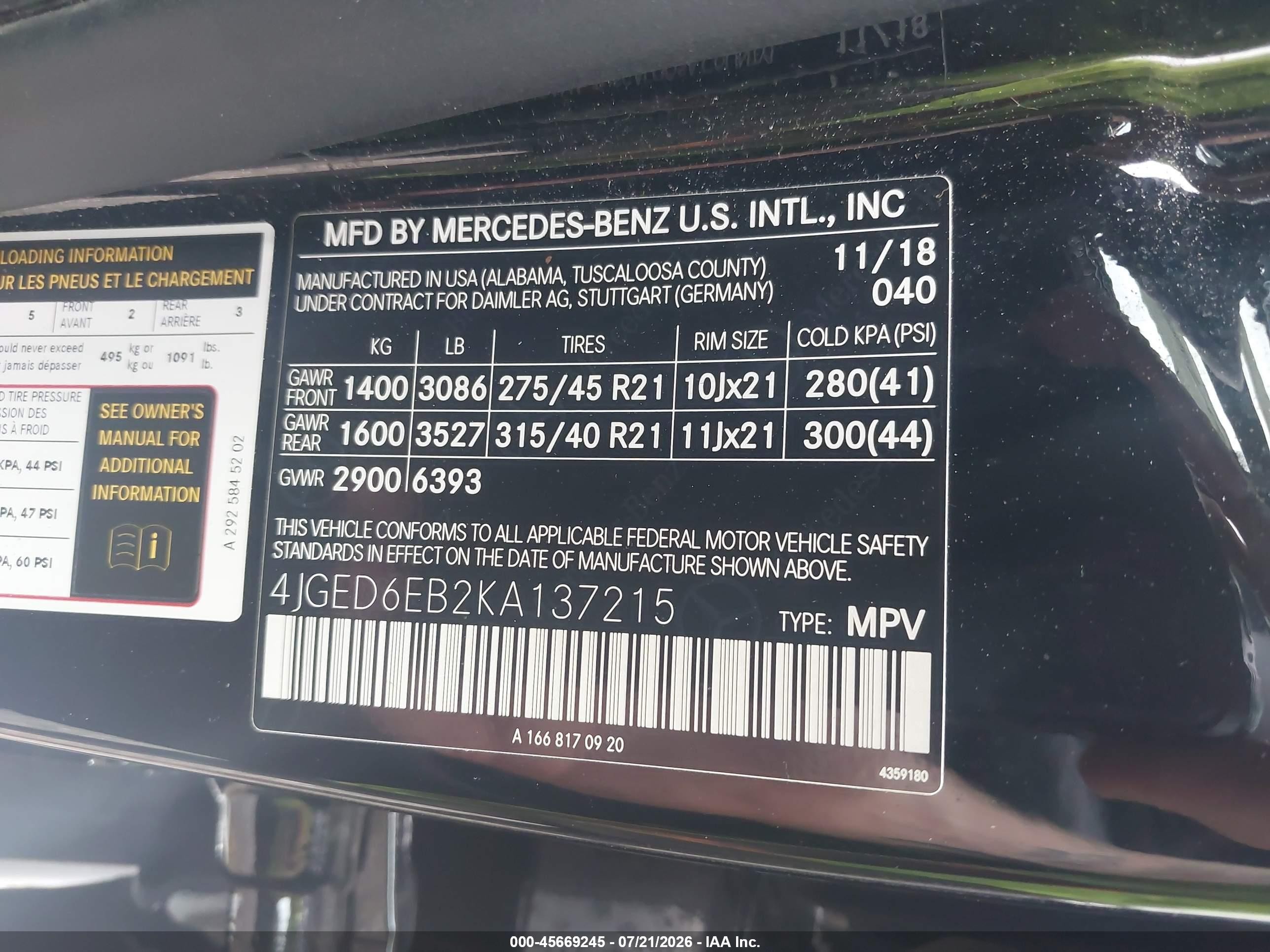 2019 Mercedes-benz Amg Gle 43 Coupe 4matic Black vin: 4JGED6EB2KA137215
