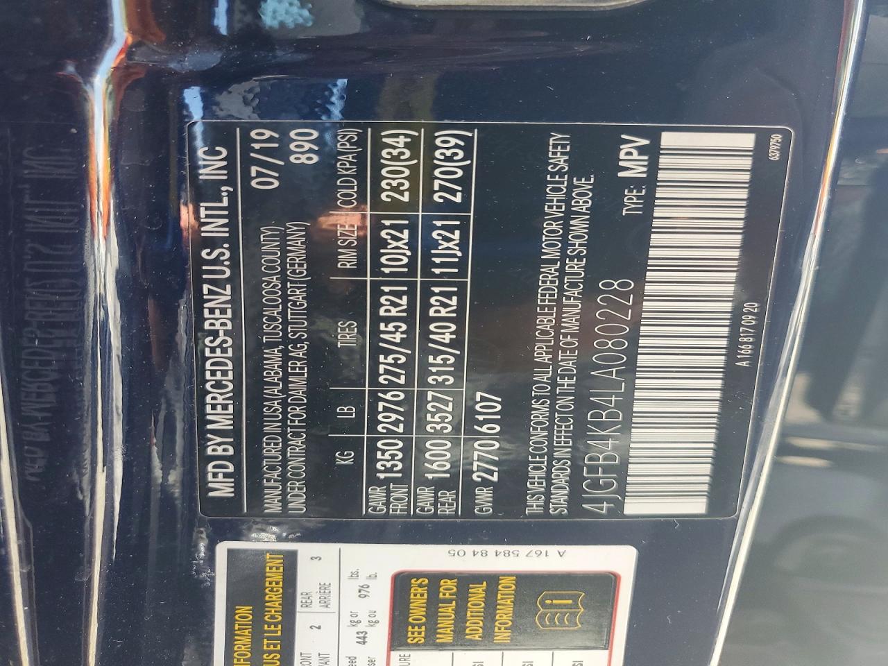 2020 Mercedes-benz Gle 350 4matic Blue vin: 4JGFB4KB4LA080228