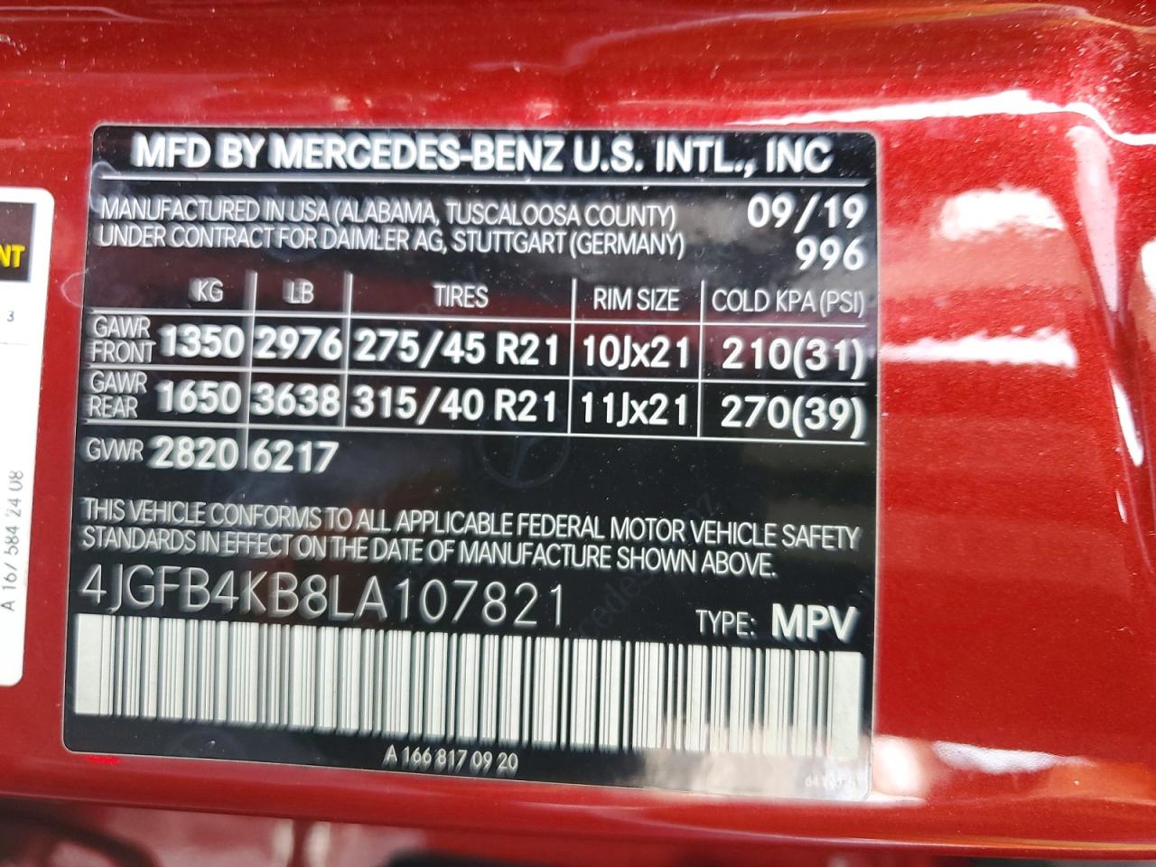 2020 Mercedes-benz Gle 350 4matic Red vin: 4JGFB4KB8LA107821