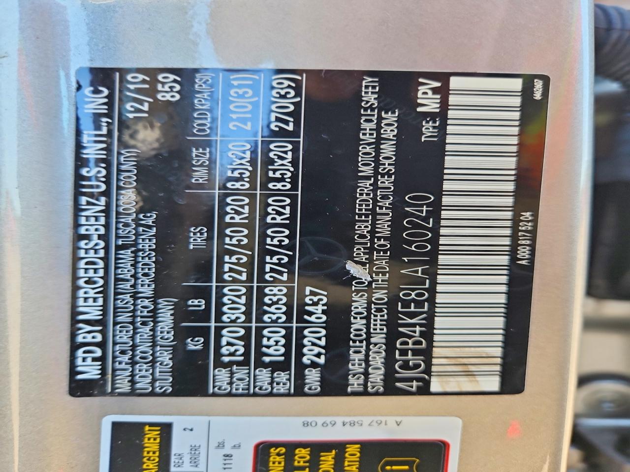 2020 Mercedes-benz Gle 350 4matic Tan vin: 4JGFB4KE8LA160240