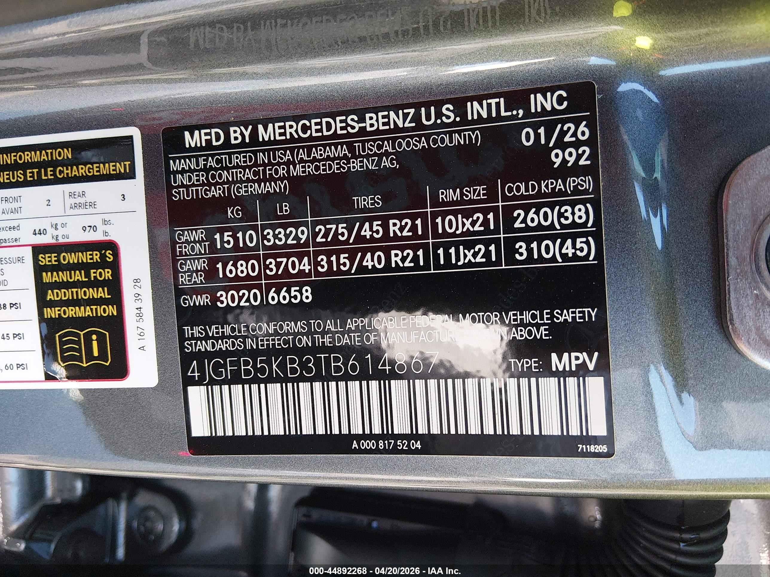 2026 Mercedes-benz Gle 450 4matic Gray vin: 4JGFB5KB3TB614867